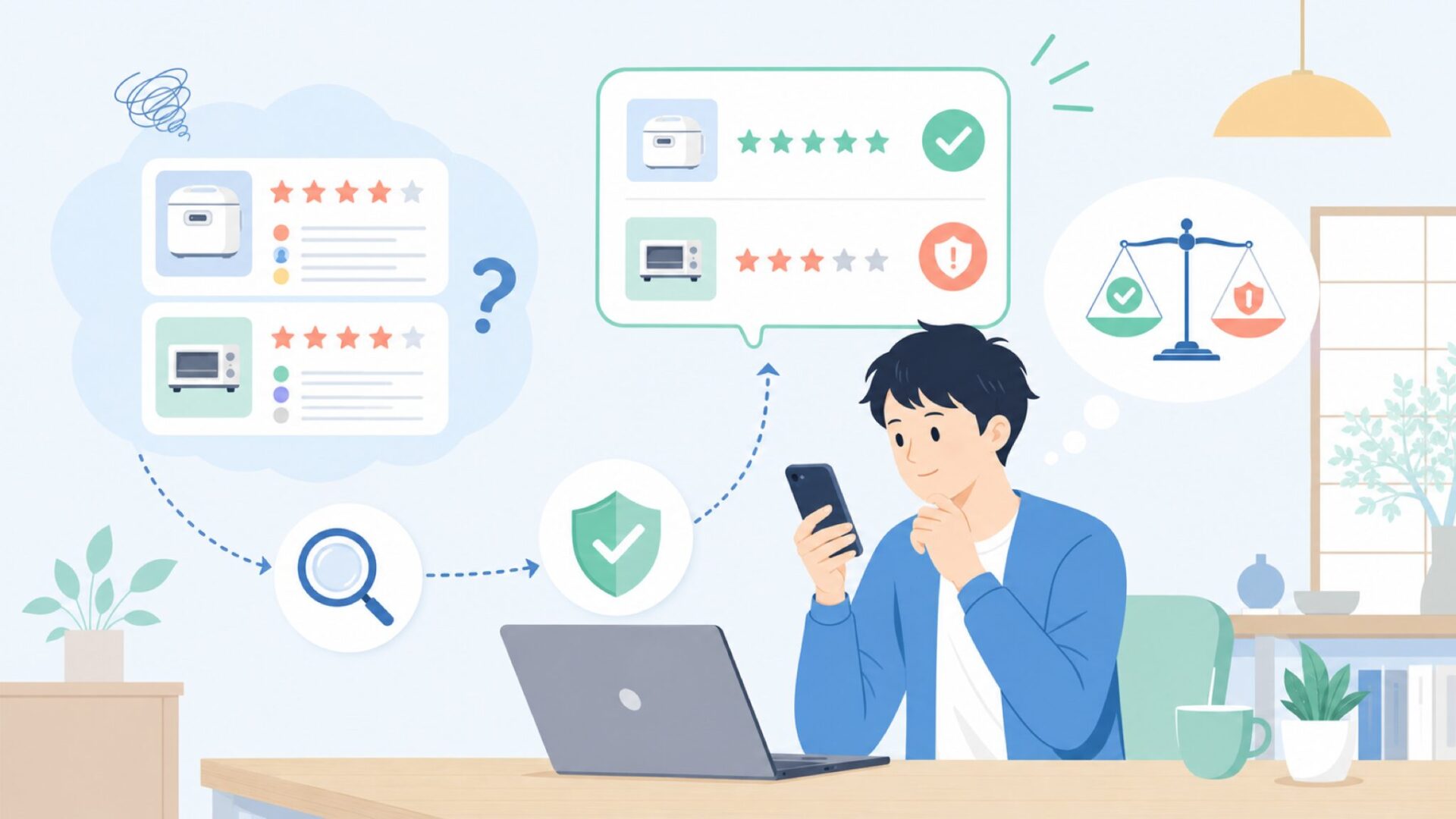 Sumnoのサクラレビューは本物？サクラチェッカーでの判定を表すイラスト