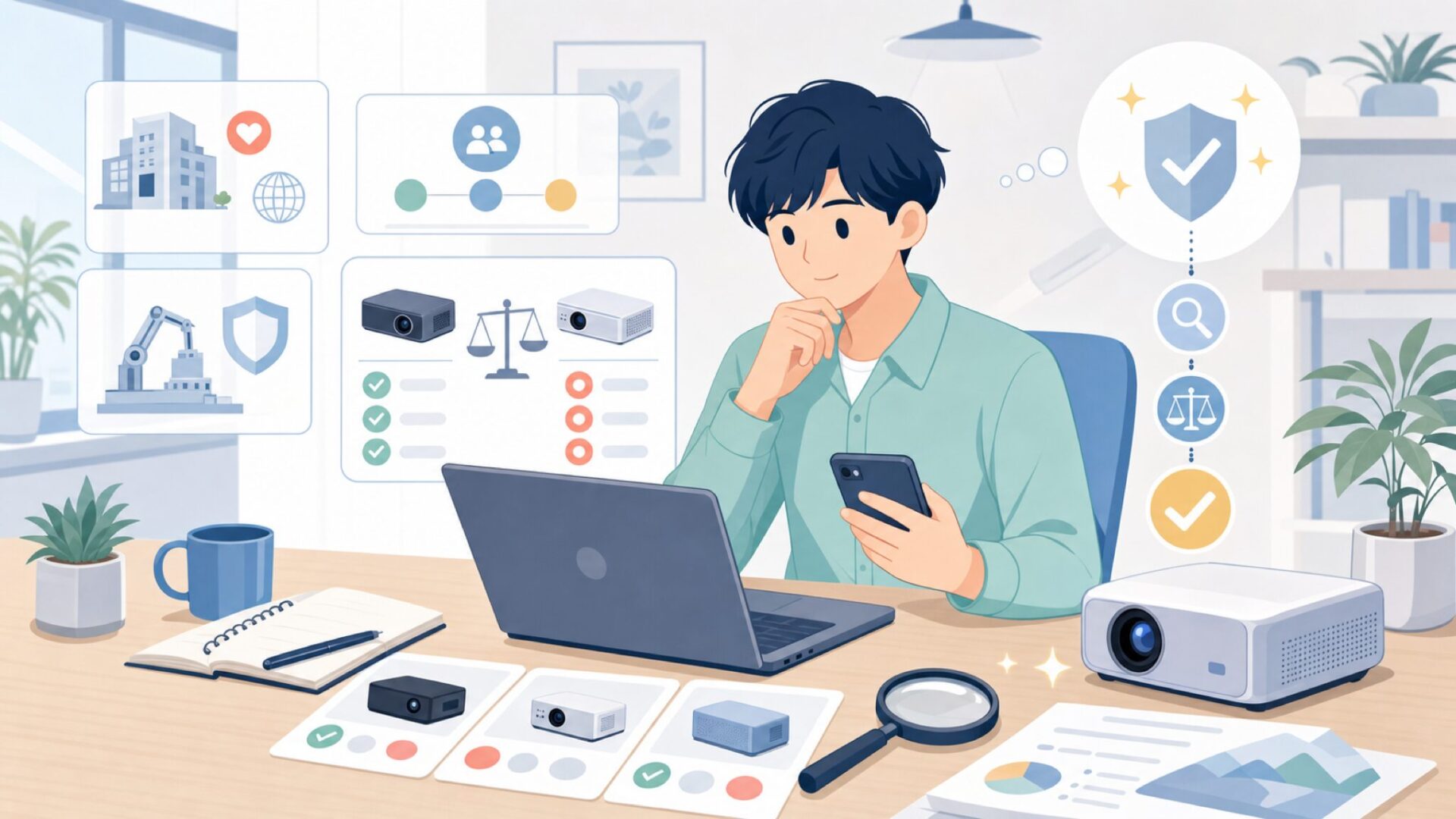 AKIYOプロジェクターの実力を正直に評価するを表すイラスト