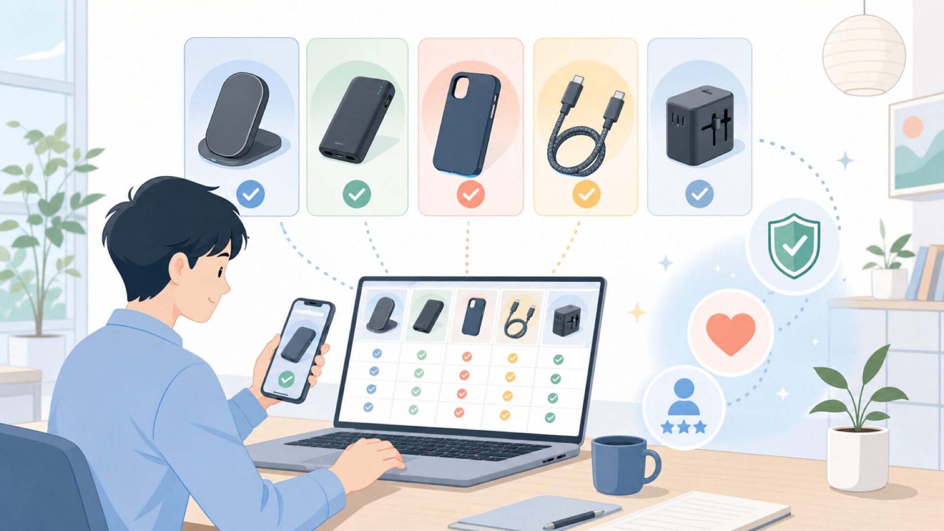 MOMAXの主力製品ラインナップと特徴を表すイラスト