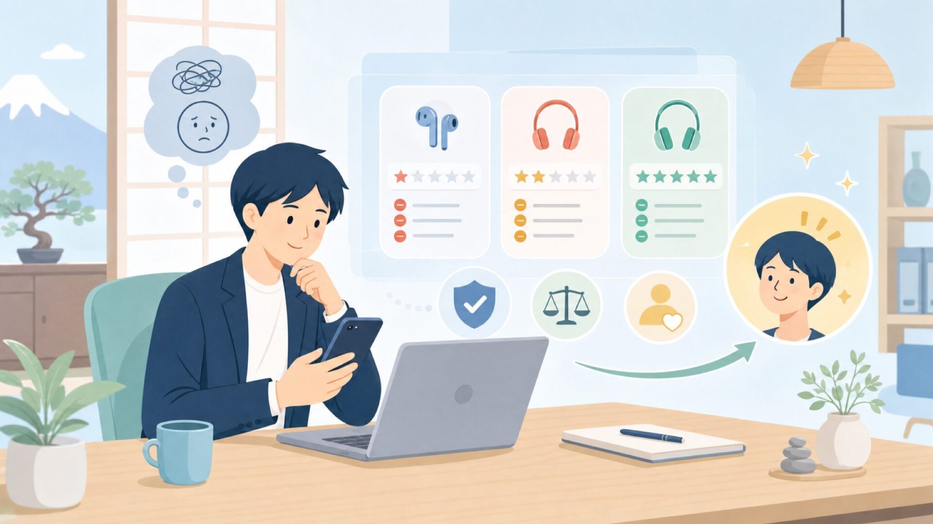 YOTONの低評価・ネガティブ口コミも正直に開示するを表すイラスト