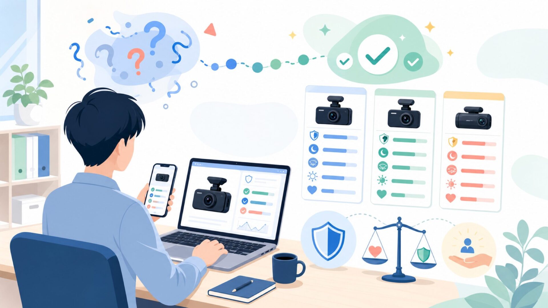 PRUVEEOドラレコの実力―価格に見合う性能か検証を表すイラスト
