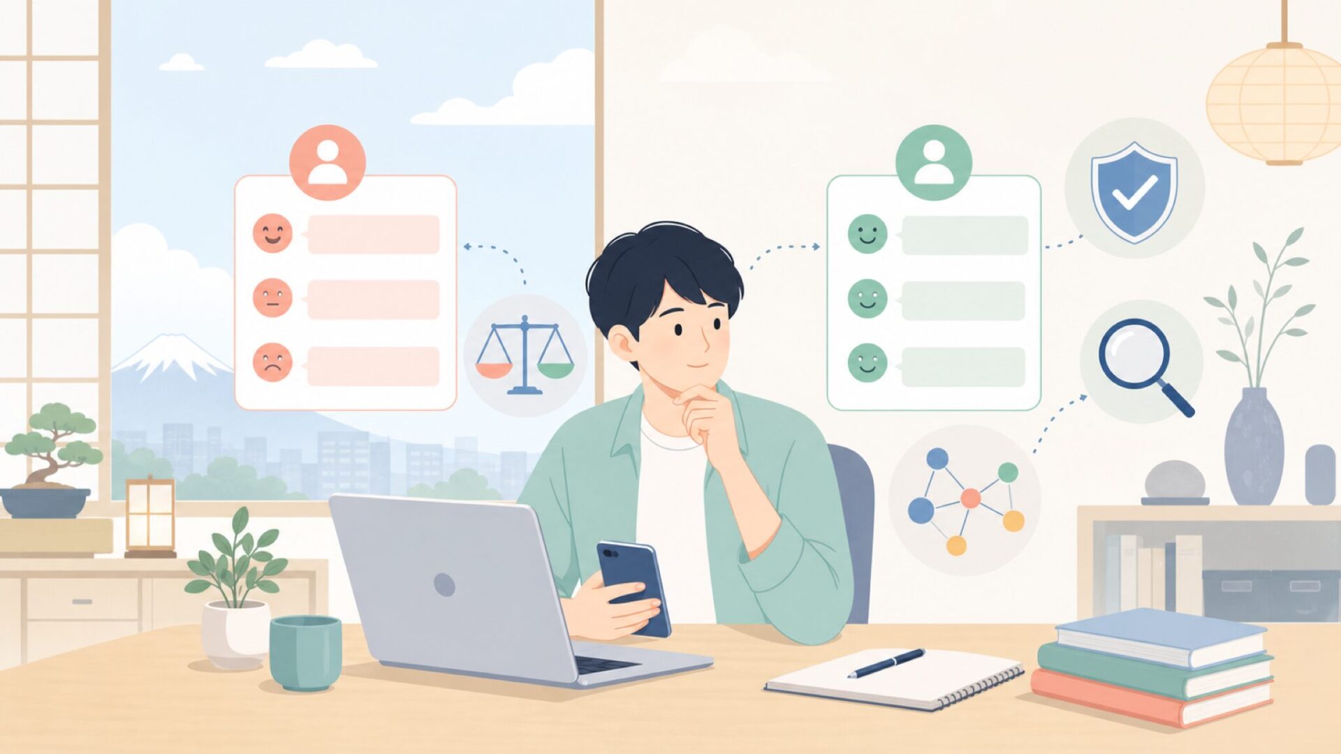 XVXの評判は本当に大丈夫？口コミを多角的に検証を表すイラスト