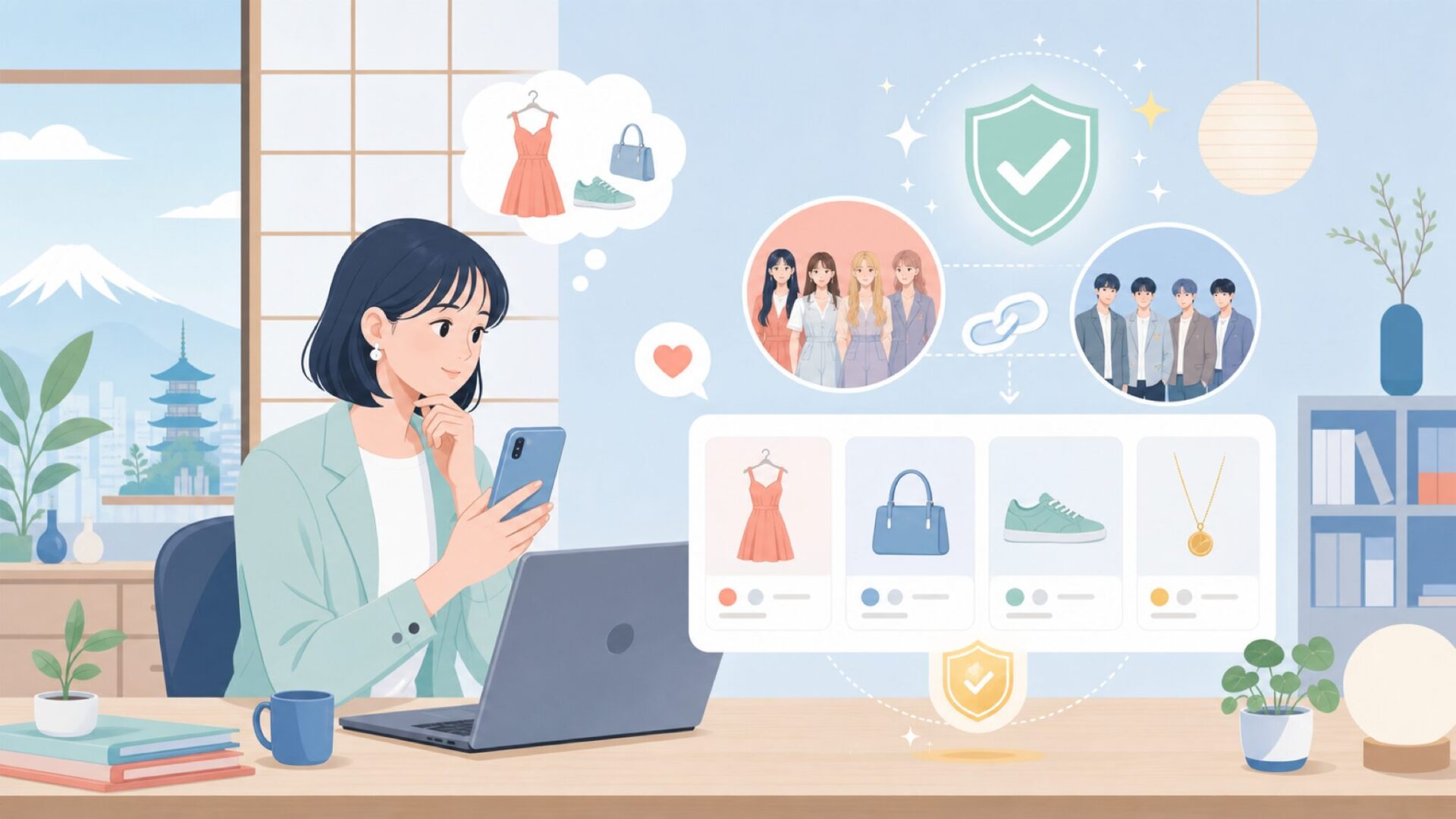 なぜ人気？K-POPアーティスト愛用が裏づける信頼性を表すイラスト