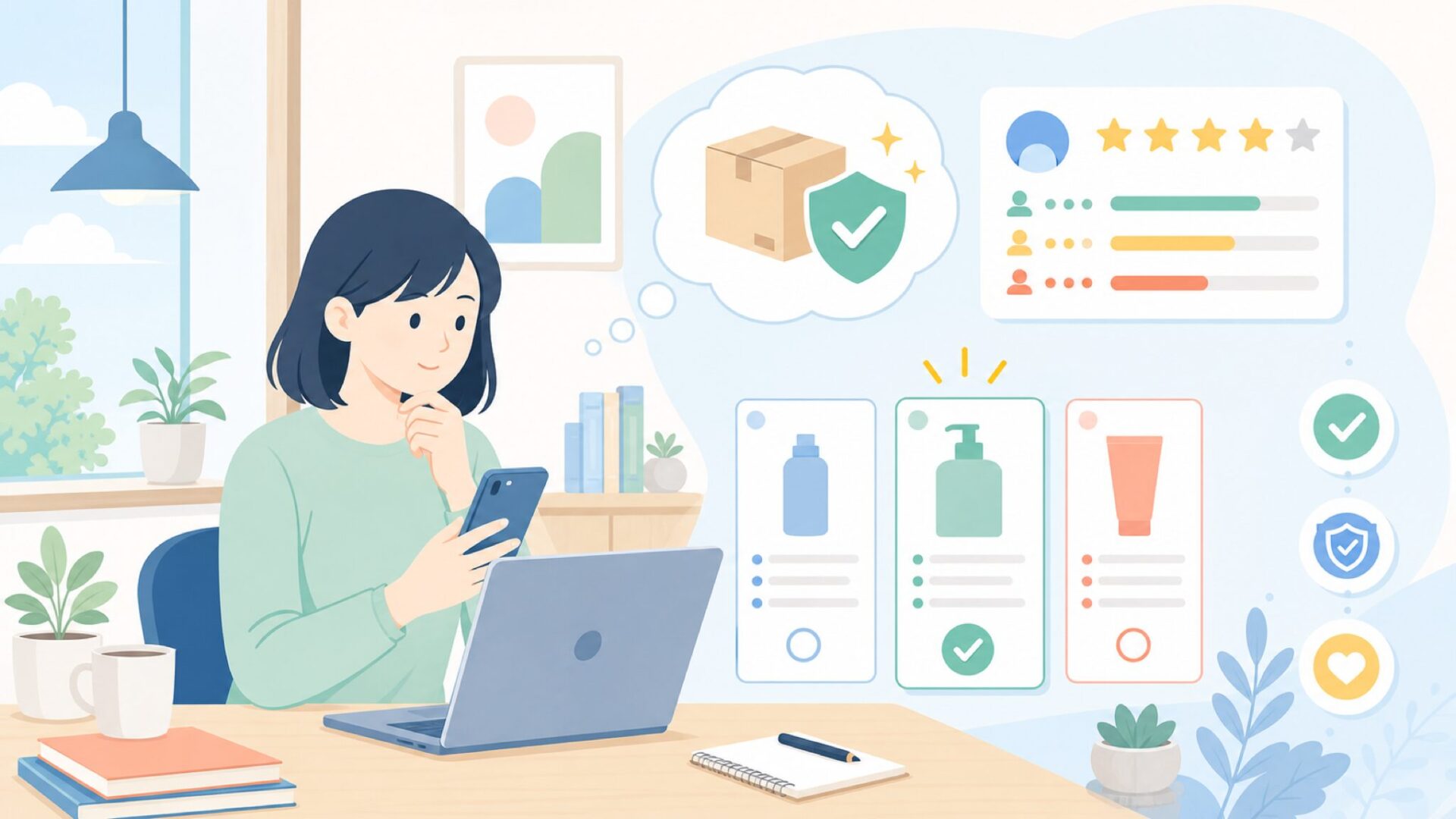 Bagotteの評判は本当に信頼できる？レビューの実態を表すイラスト