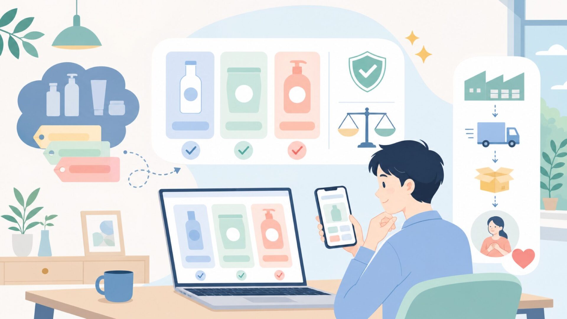 PETNFの製品ラインナップと価格が手ごろな理由を表すイラスト