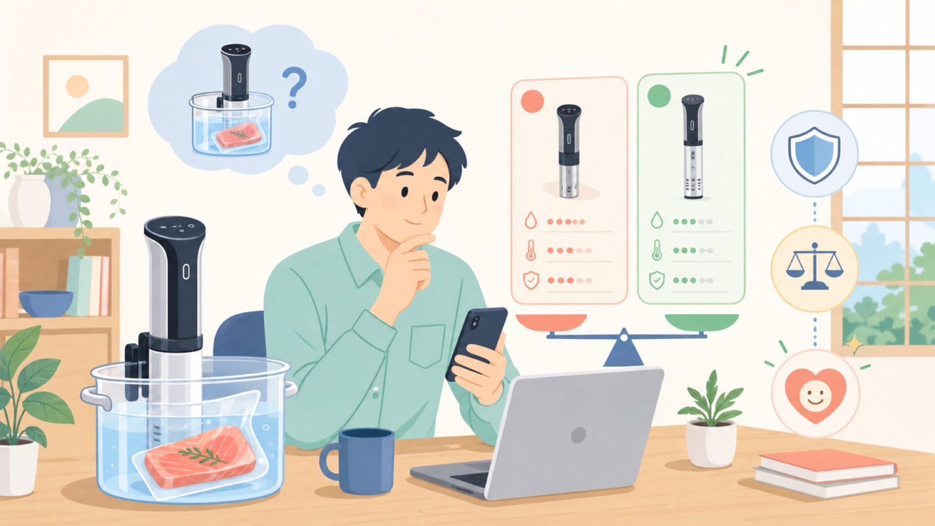 KitchenBoss の主力は低温調理器(真空調理器)その実力は?を表すイラスト