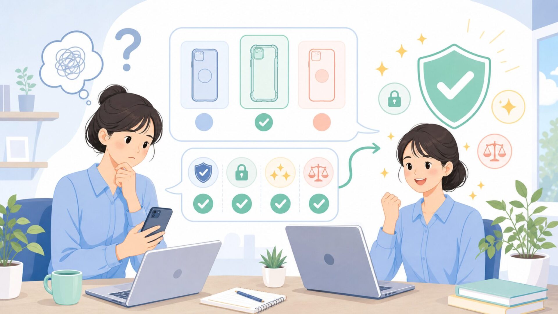 購入前に確認したい、i-Blasonの信頼性チェックリストを表すイラスト