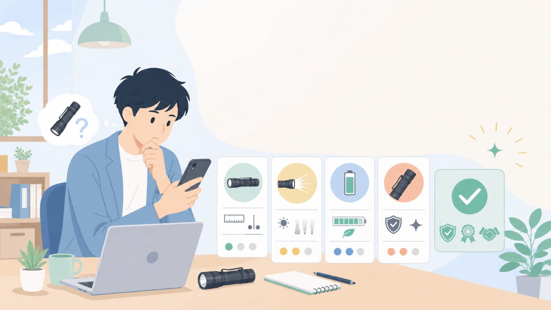 Mankerの看板EDCフラッシュライトE05 IIのスペックを解剖するを表すイラスト