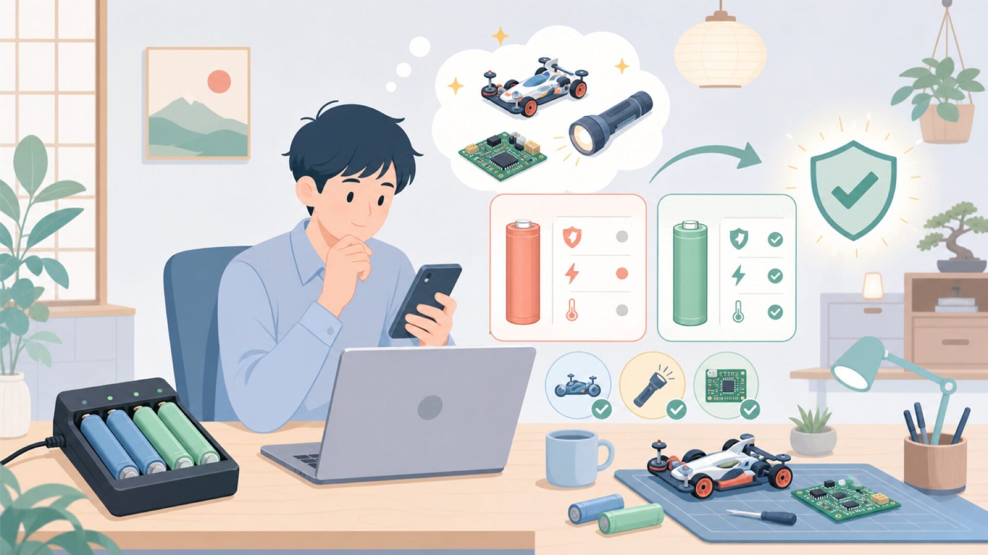 MiBOXER充電器のスペックと実力 — 18650対応の何がすごいのかを表すイラスト
