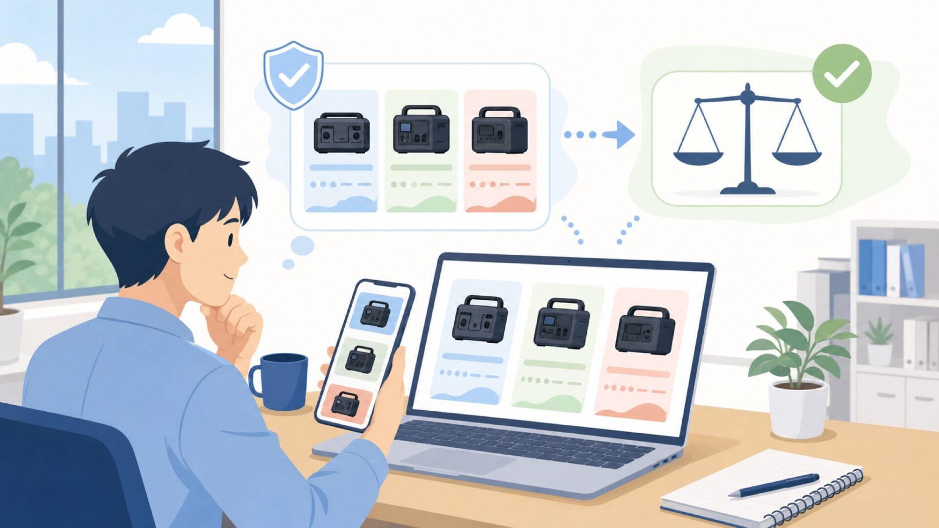 BALDRポータブル電源の主力ラインナップと価格帯を表すイラスト