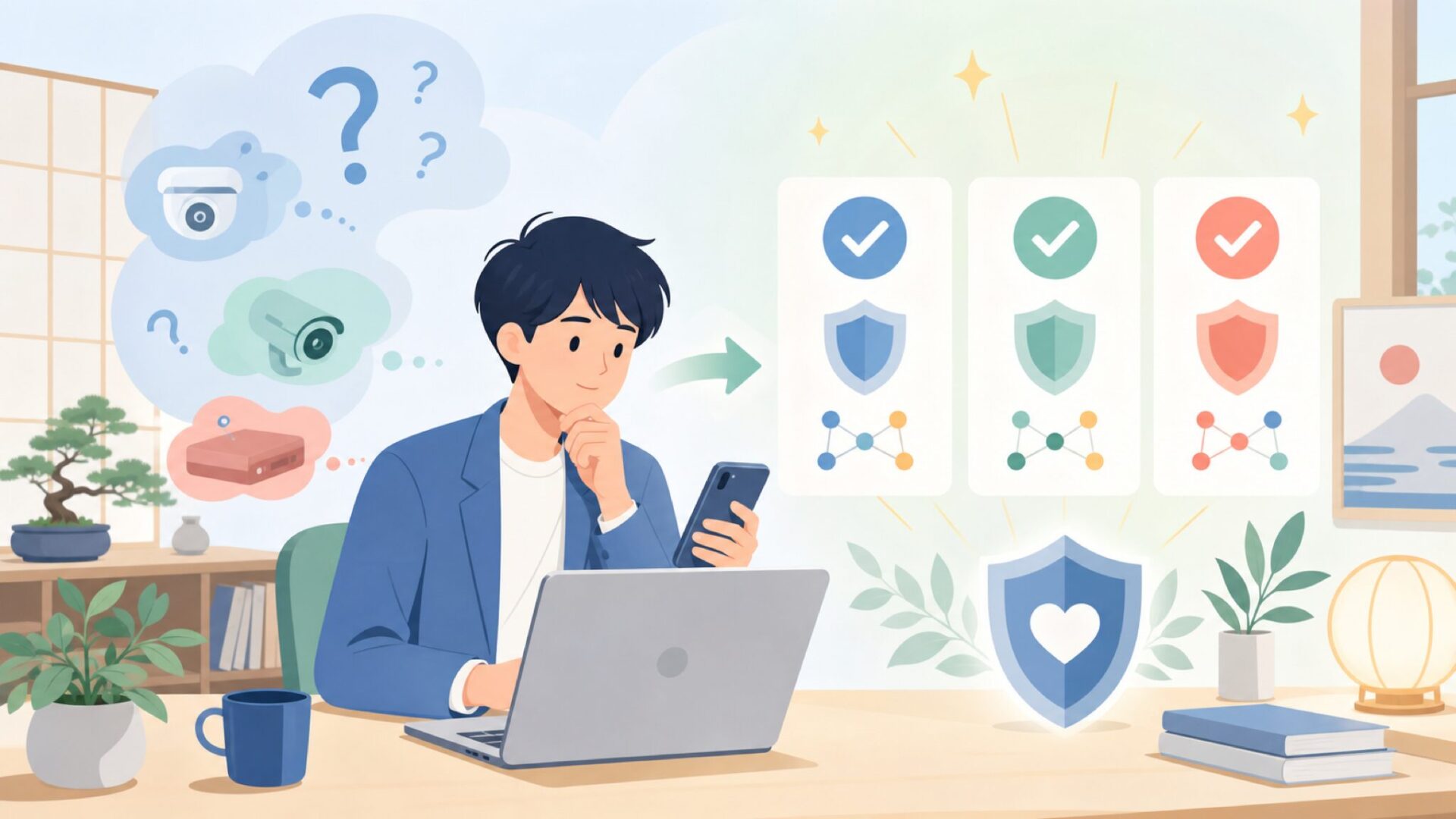 根拠をもってAmcrestを選べる3つの理由を表すイラスト