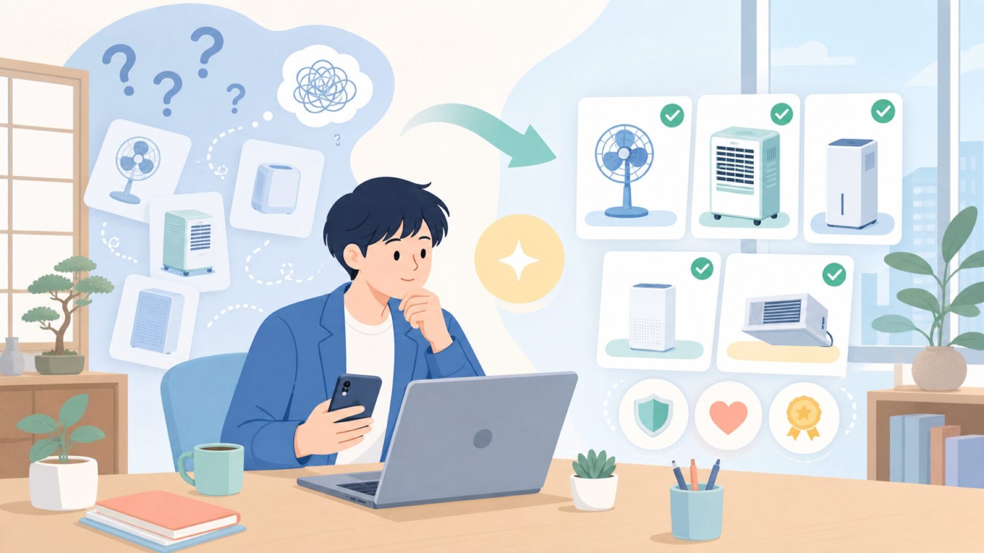 HESSAIREの主要製品ラインナップ——何が買えるの?を表すイラスト