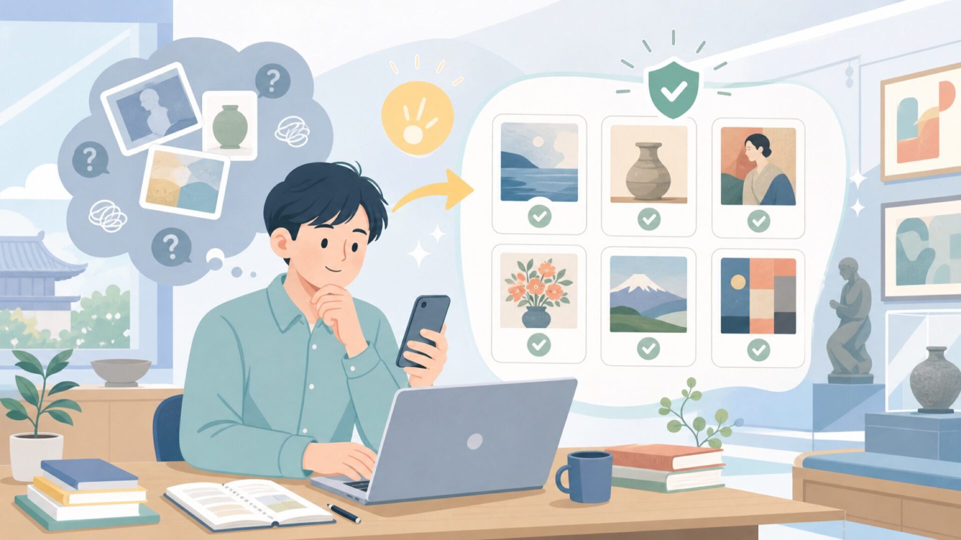 教科書で見た名画がここに!代表的な所蔵作品を表すイラスト