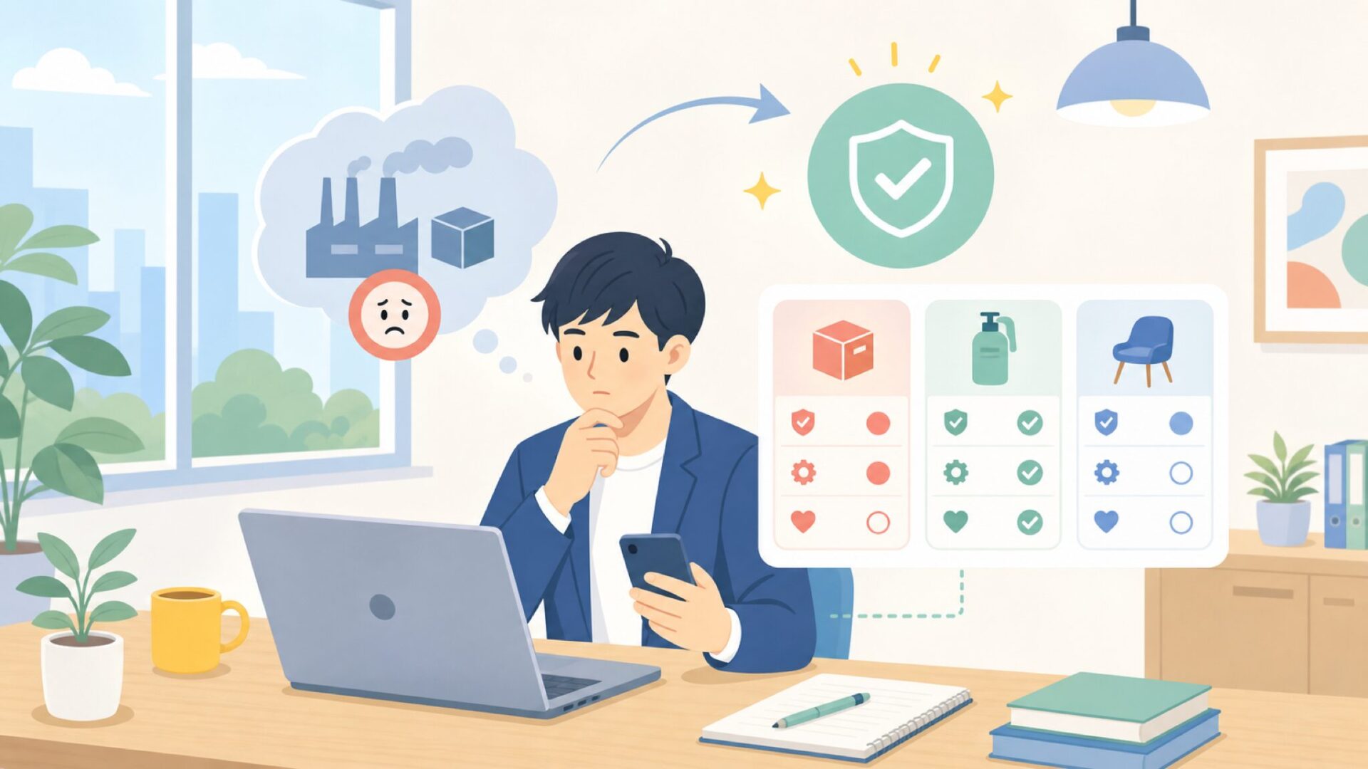 「中国製だから粗悪品では？」── 先入観に正直に向き合うを表すイラスト