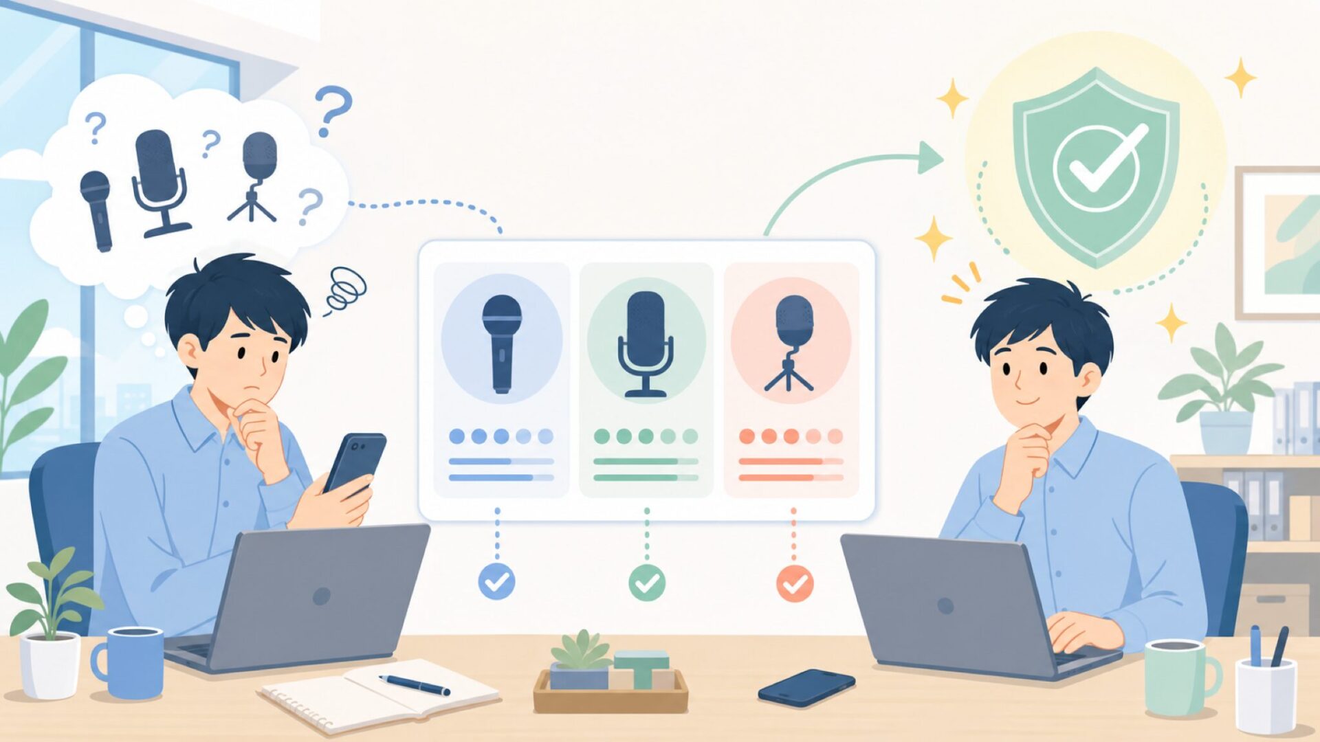 RODEやSennheiserと比べてDeityはどこが違うかを表すイラスト