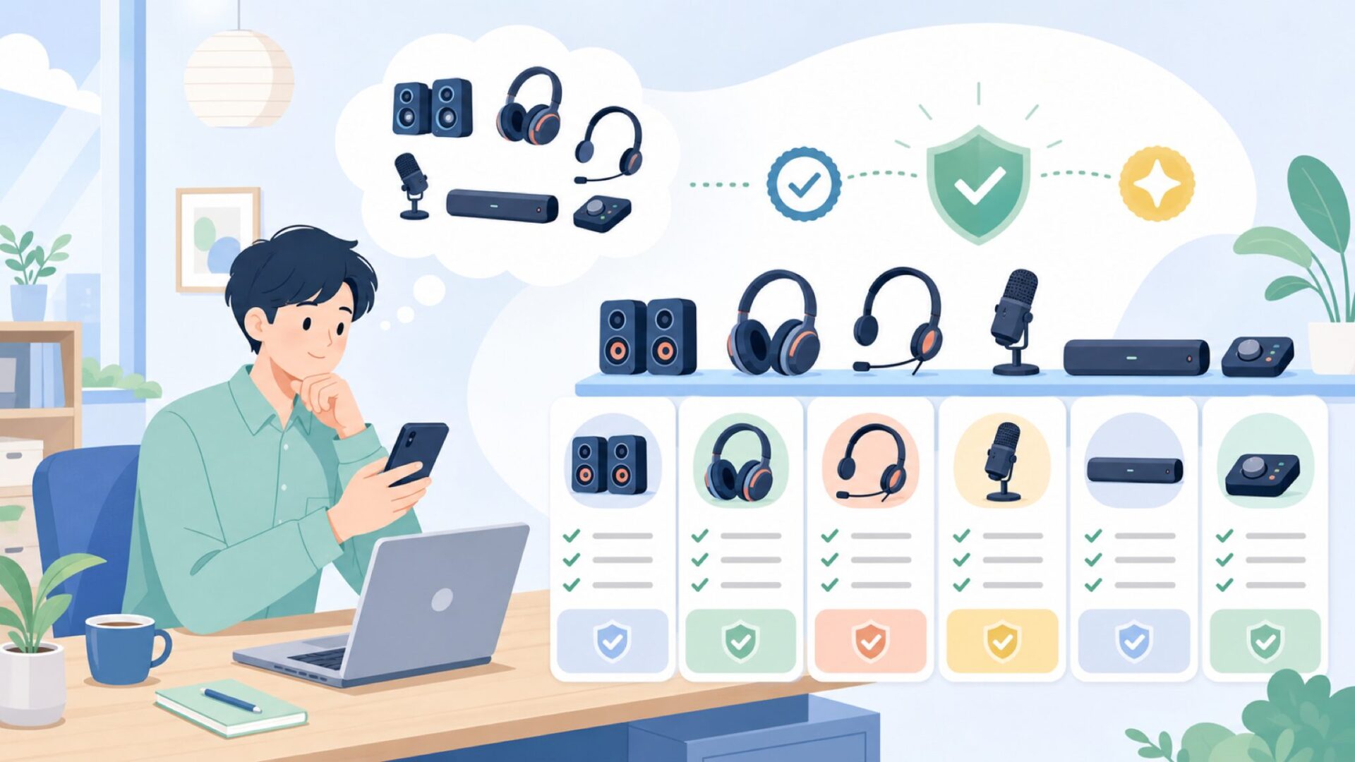 Genius Audioのオーディオ製品ラインナップを総覧するを表すイラスト