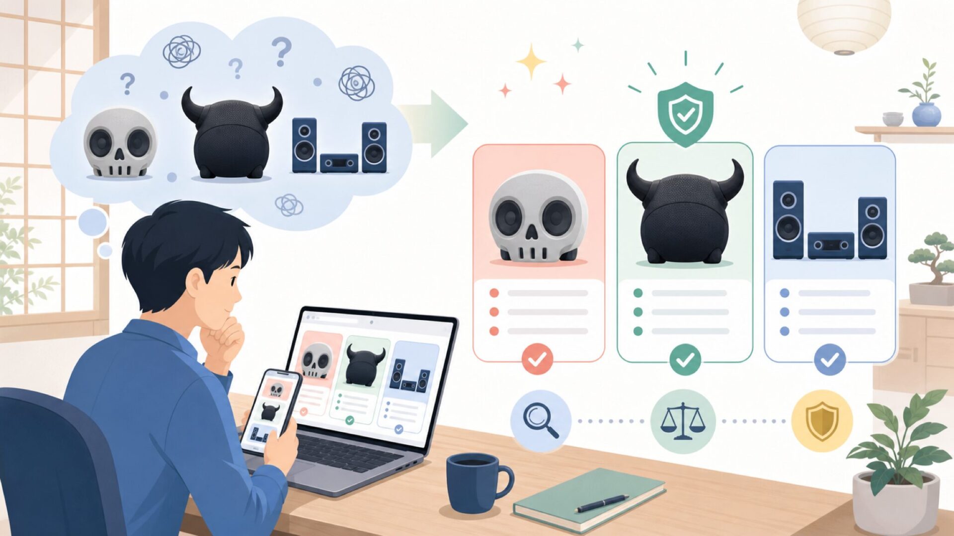 個性派スピーカーの系譜：AeroSkull・AeroBull・AeroSystemを表すイラスト