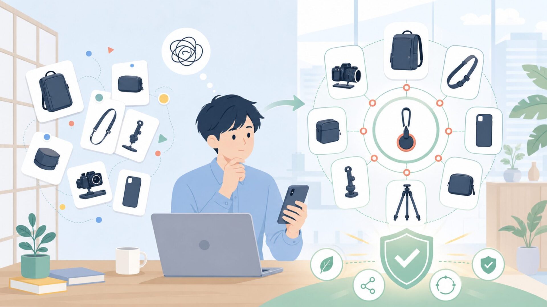 代表的な製品ラインナップ—アメリカ発ならではの機能美を表すイラスト