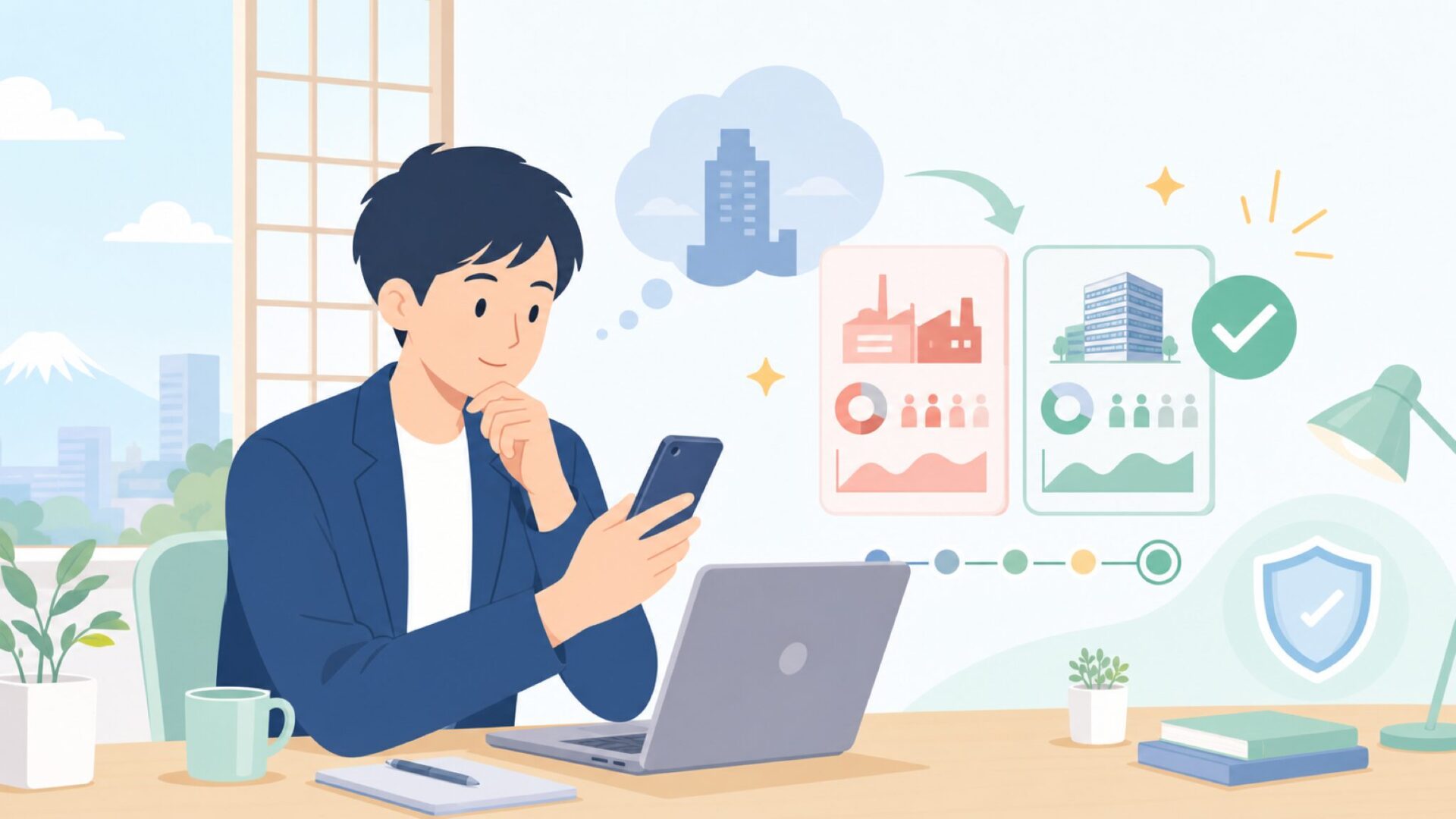 企業規模と歴史が証明するミツトヨの信頼性を表すイラスト