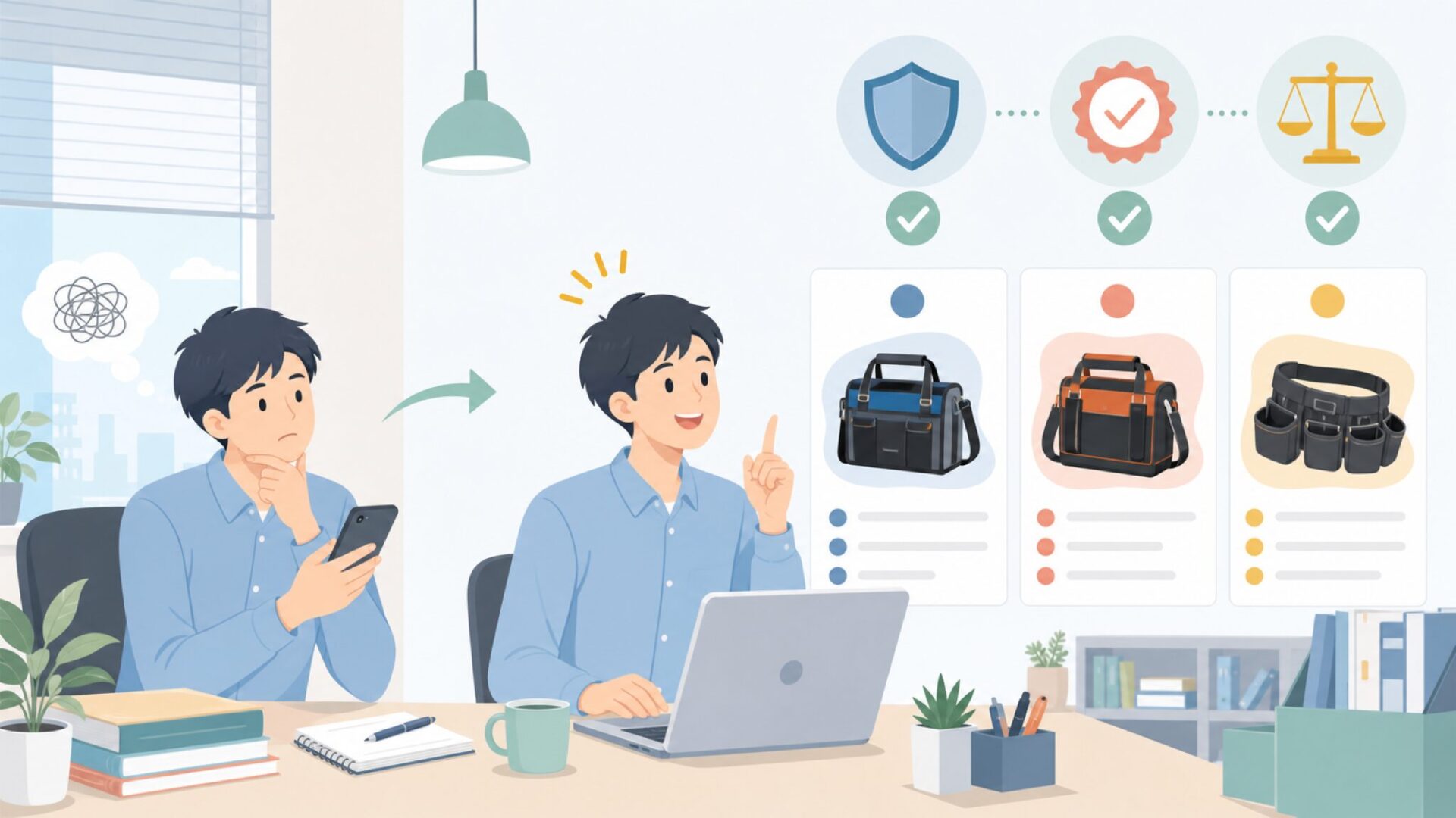 ToughBuiltが本格ブランドである3つの根拠を表すイラスト
