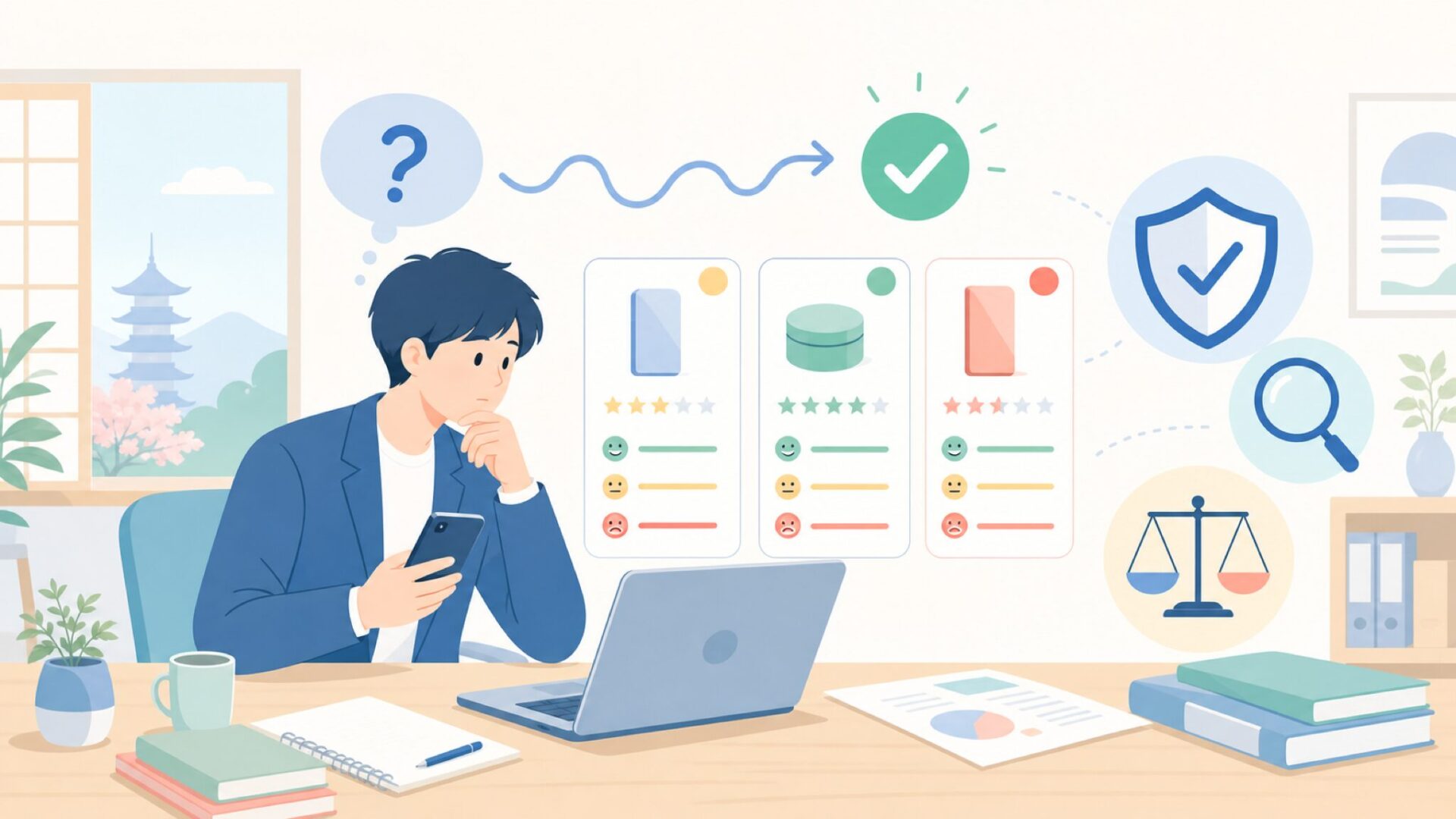 Ginourは信頼できる?実際の評判・口コミを調査を表すイラスト