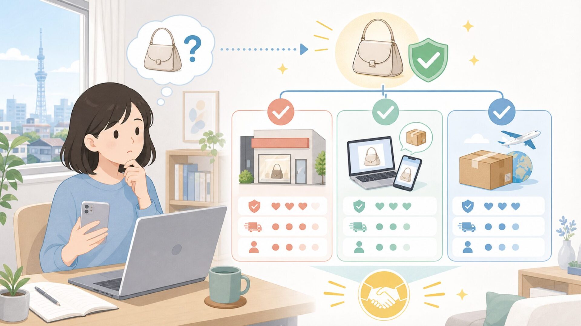 日本でFOLNUA(フォルヌア)を購入する3つの方法を表すイラスト