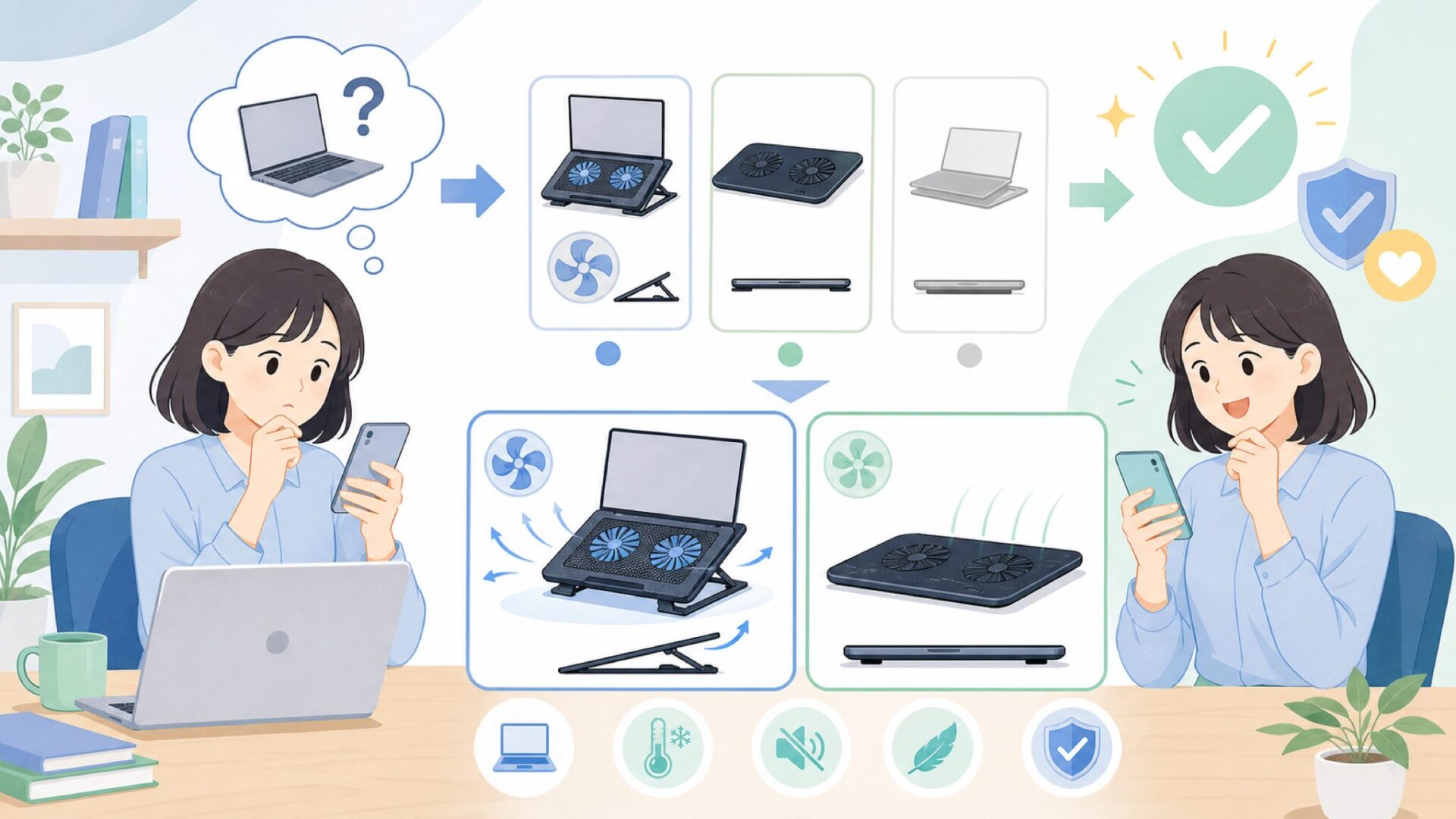 Kayondの主力製品ラインナップ——どんな冷却台を作っているのかを表すイラスト