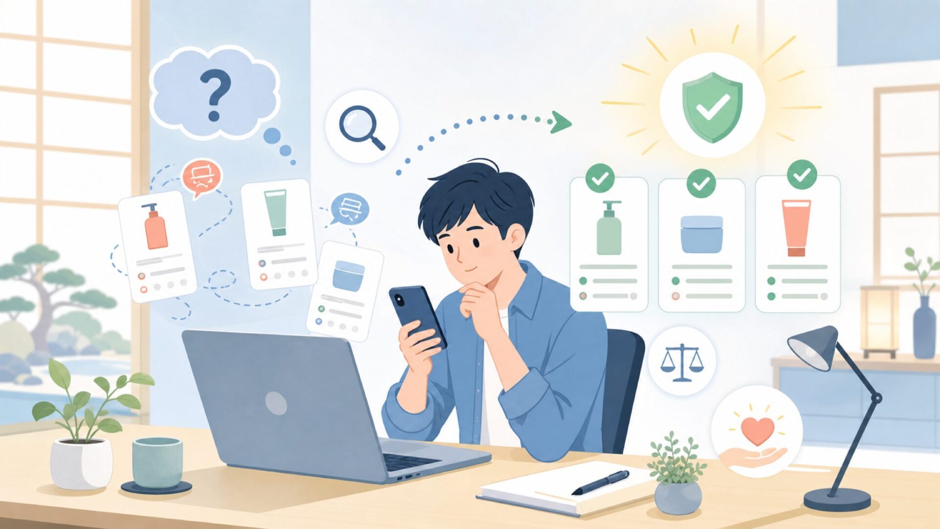 Modoker製品の実力を正直に評価するを表すイラスト