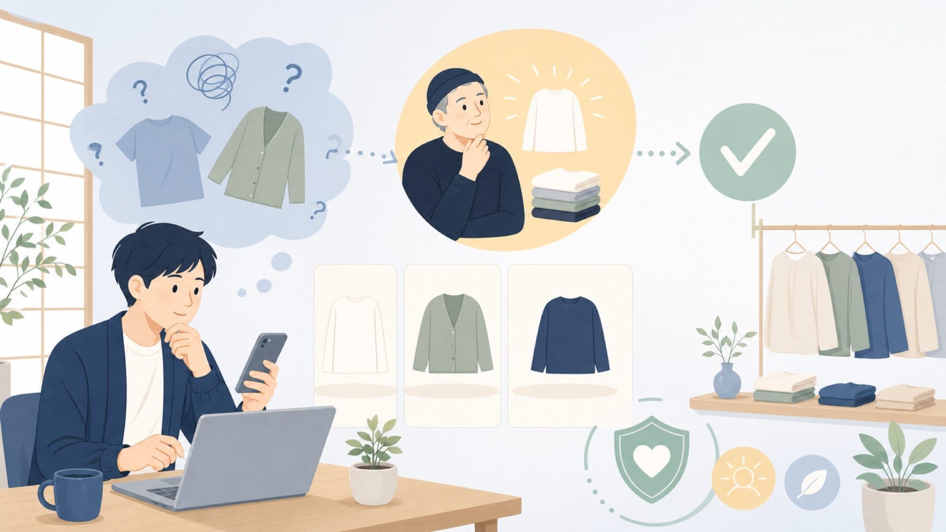 創業者ジャン・トゥイトゥが貫く「服そのものを見せる」哲学を表すイラスト