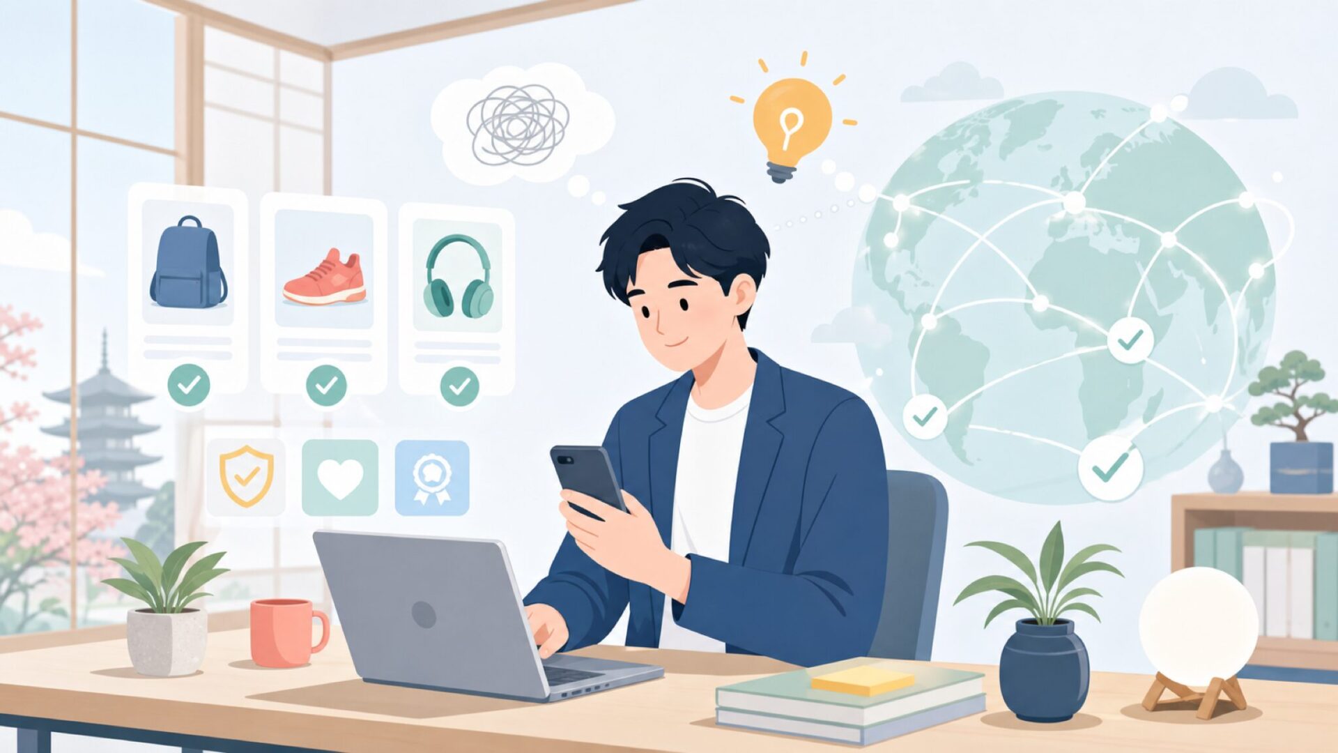 世界40カ国以上で売れているという信頼の裏付けを表すイラスト
