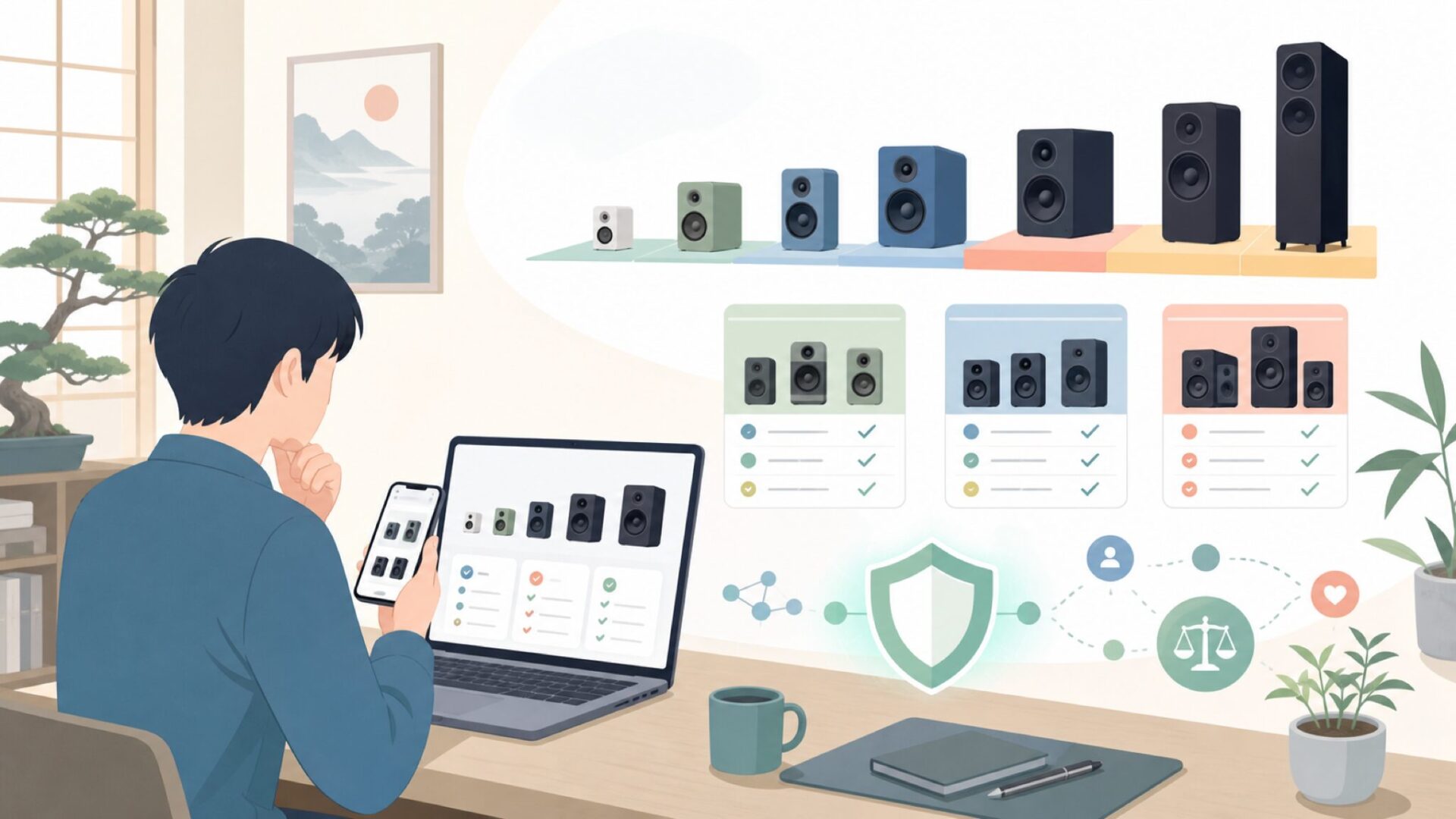 Kanto Audioの製品ラインアップ — YU2からORA4までを表すイラスト