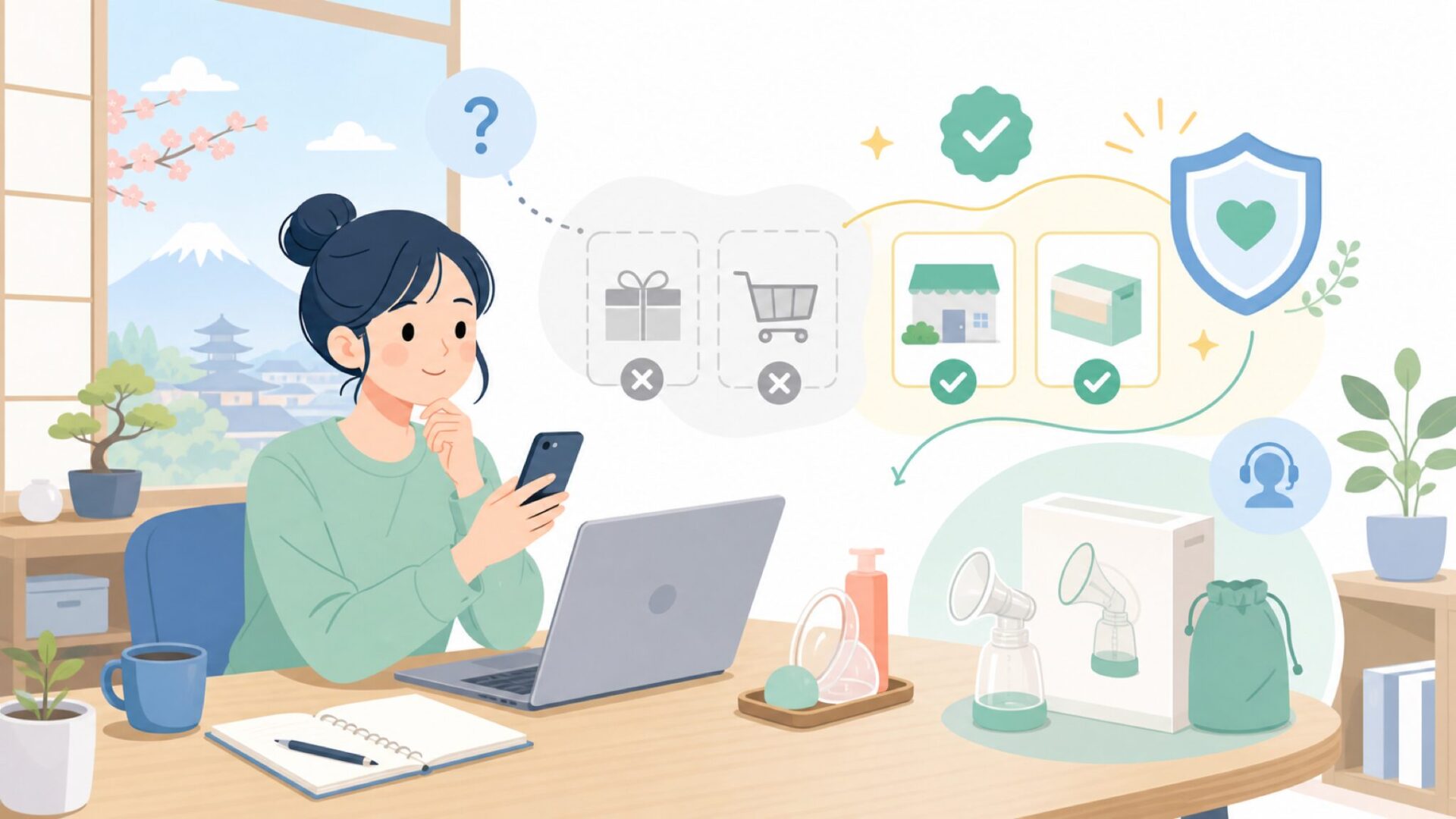 日本でHaakaaを安心して買うための購入ルートを表すイラスト