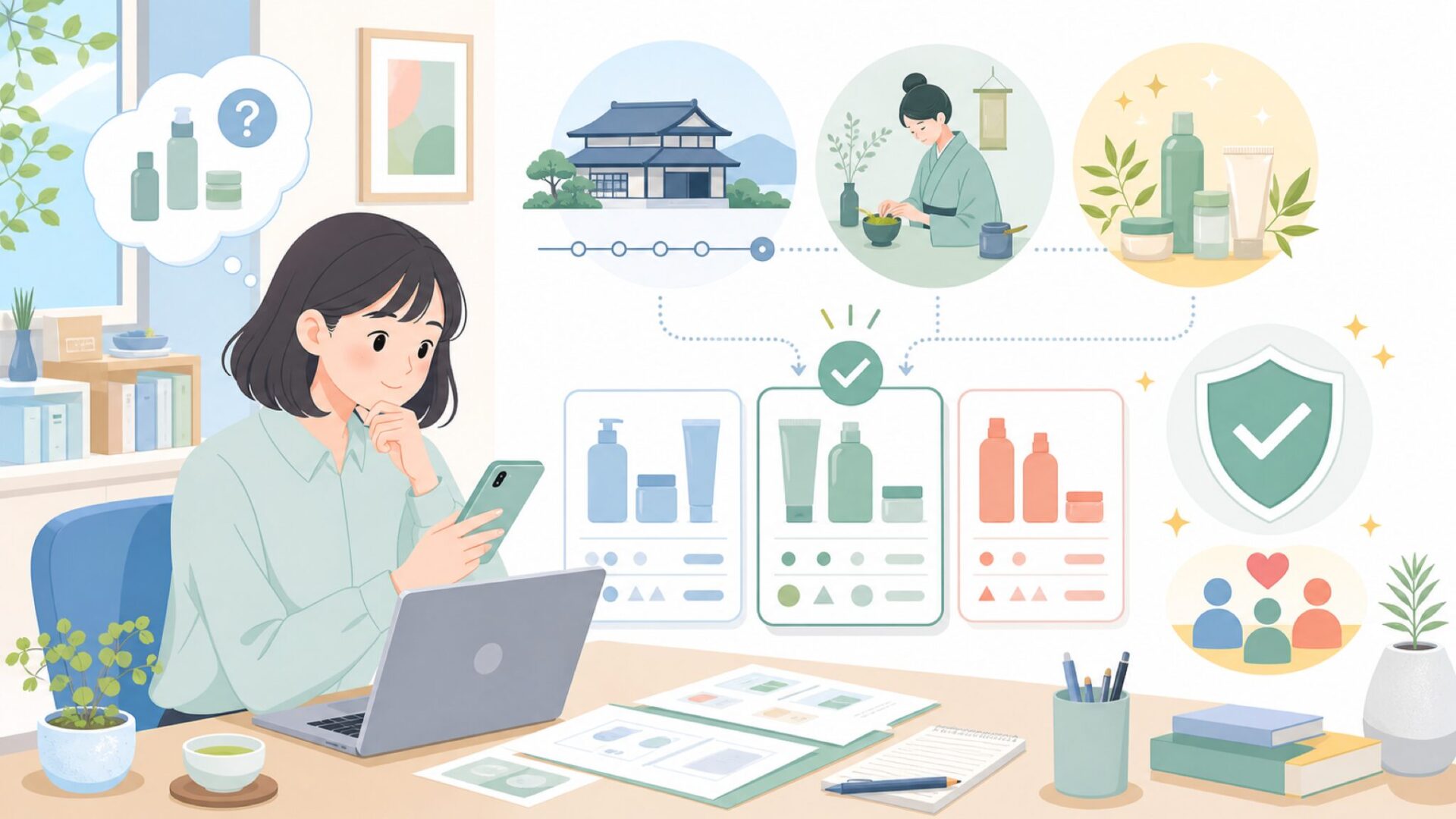 Midoriが長く愛され続ける3つの理由を表すイラスト