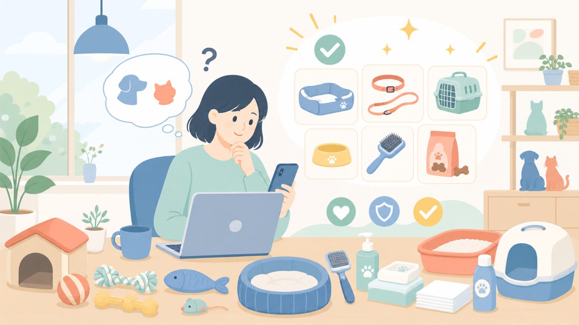 Pawiseが扱うペット用品の全体像を表すイラスト