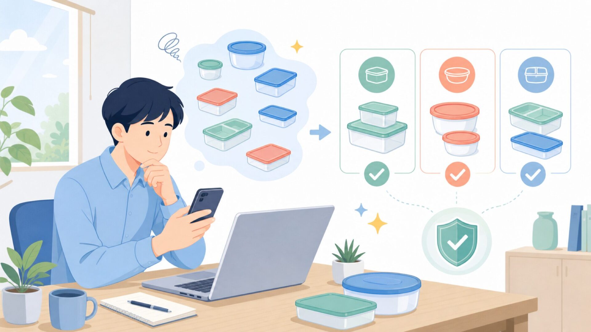 Sistema保存容器のシリーズと選び方を表すイラスト