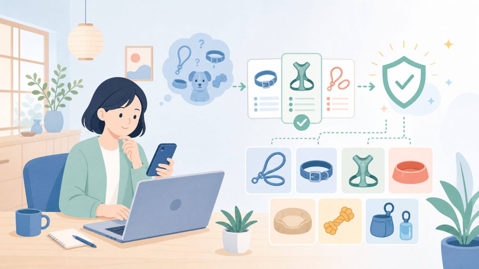 Zee.Dogの主力ラインアップ——人気アイテムを種類別に紹介を表すイラスト