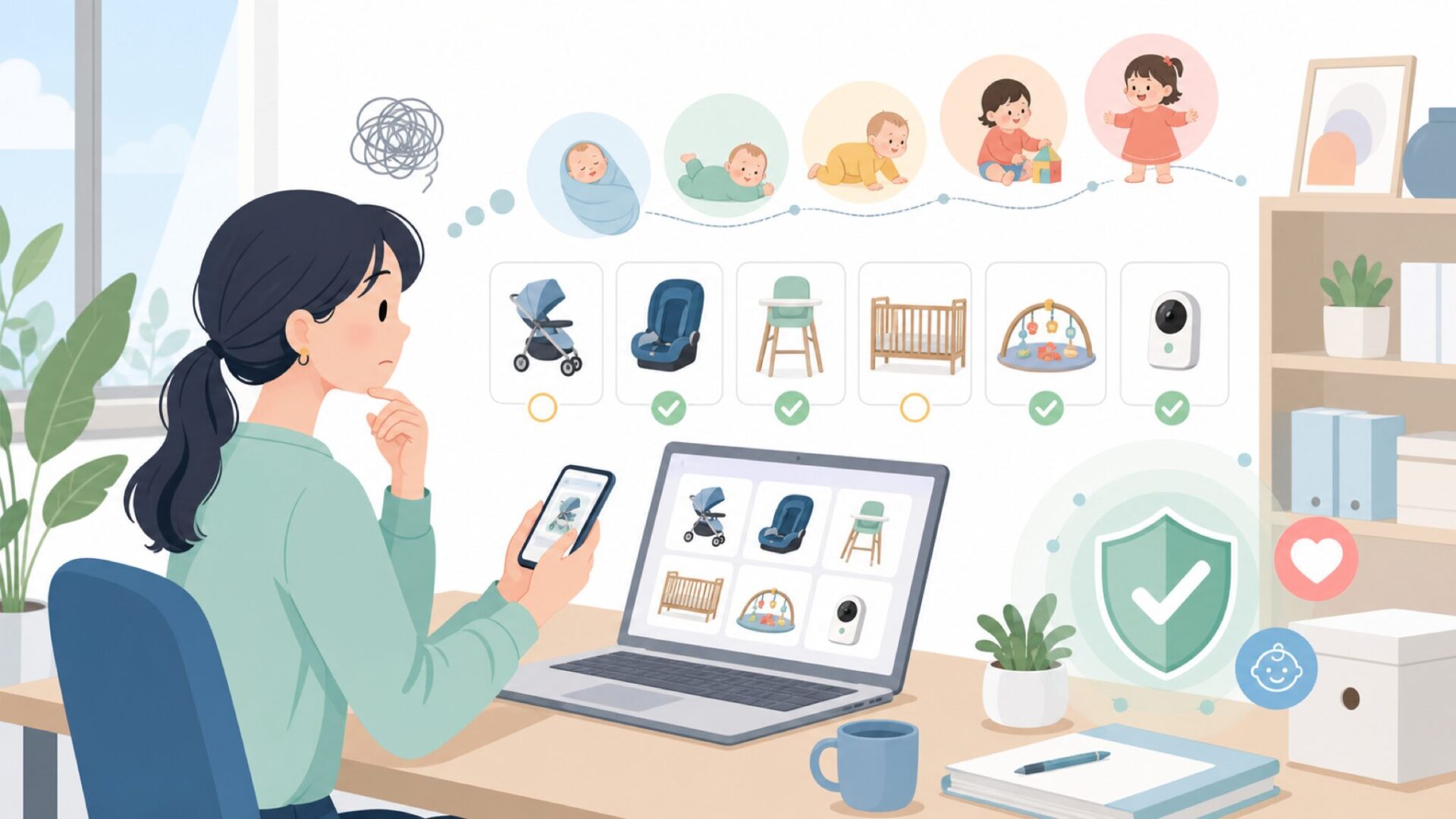 年齢別に選べるQuutの人気商品を表すイラスト