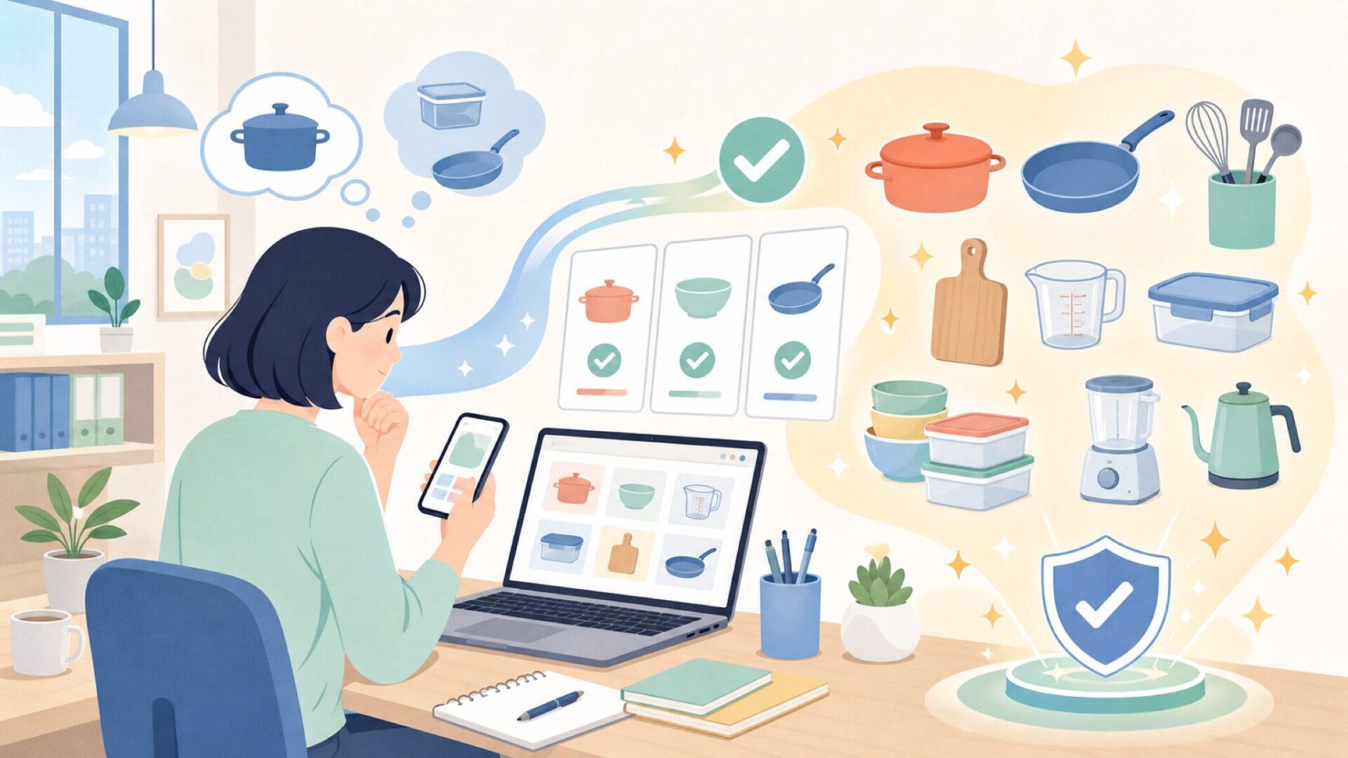 Tescomaはキッチン用品のトータルブランドだったを表すイラスト