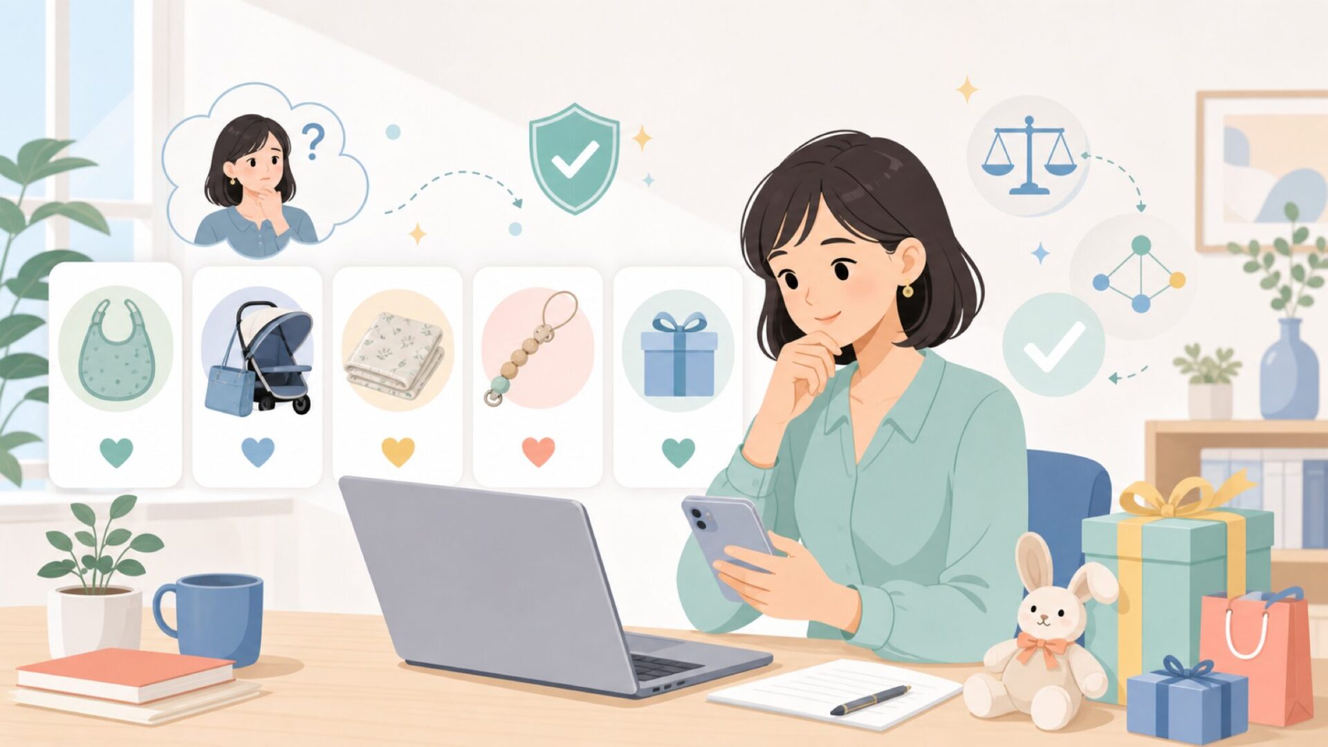 Elodie Detailsの人気カテゴリと出産祝いへの活用を表すイラスト
