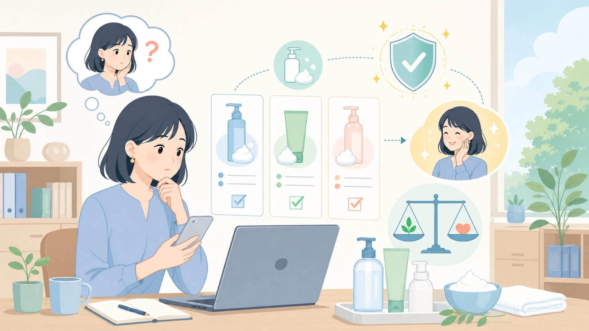 洗顔・クレンジング:肌への最初の「問いかけ」から始めようを表すイラスト