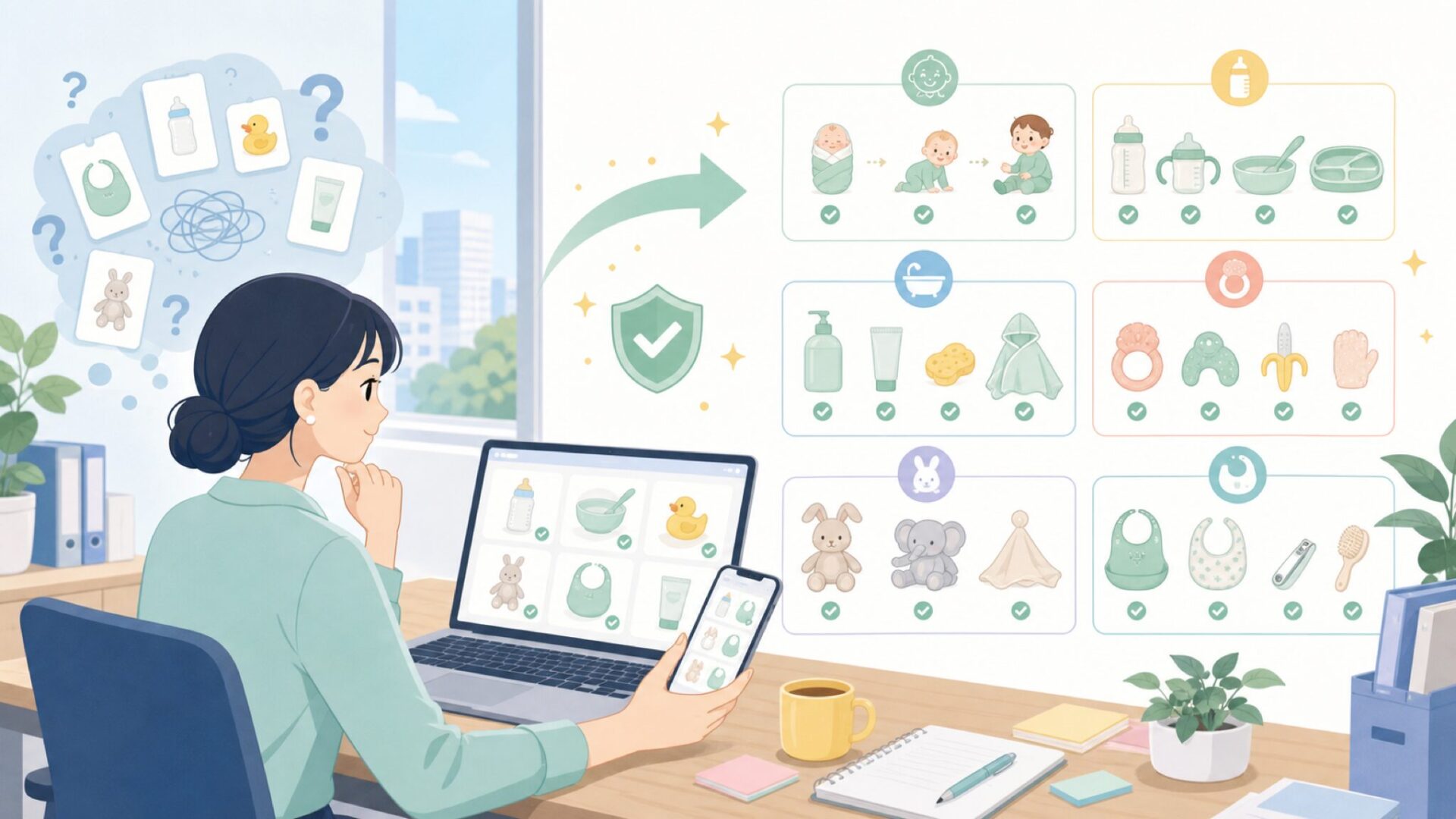 Green Sproutsの代表的な商品カテゴリと特徴を表すイラスト