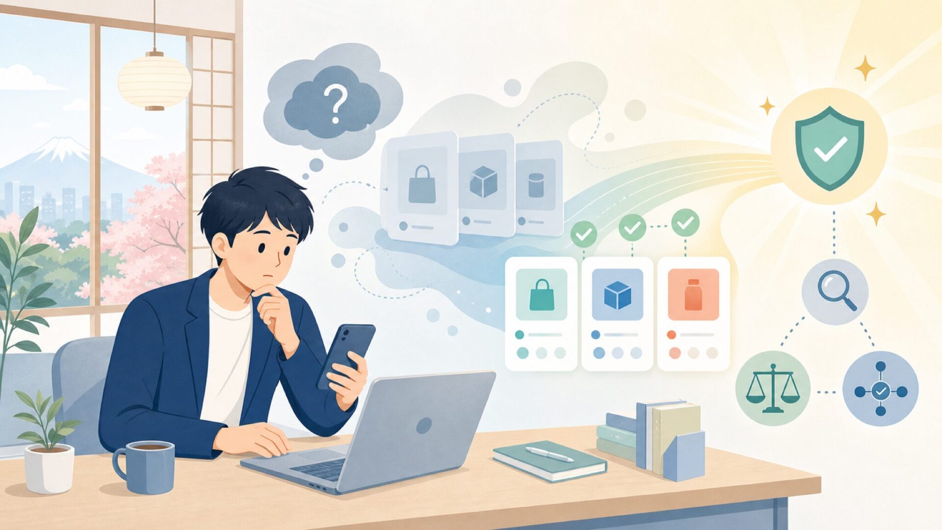 「中国ブランドだから不安」を根拠で解きほぐすを表すイラスト