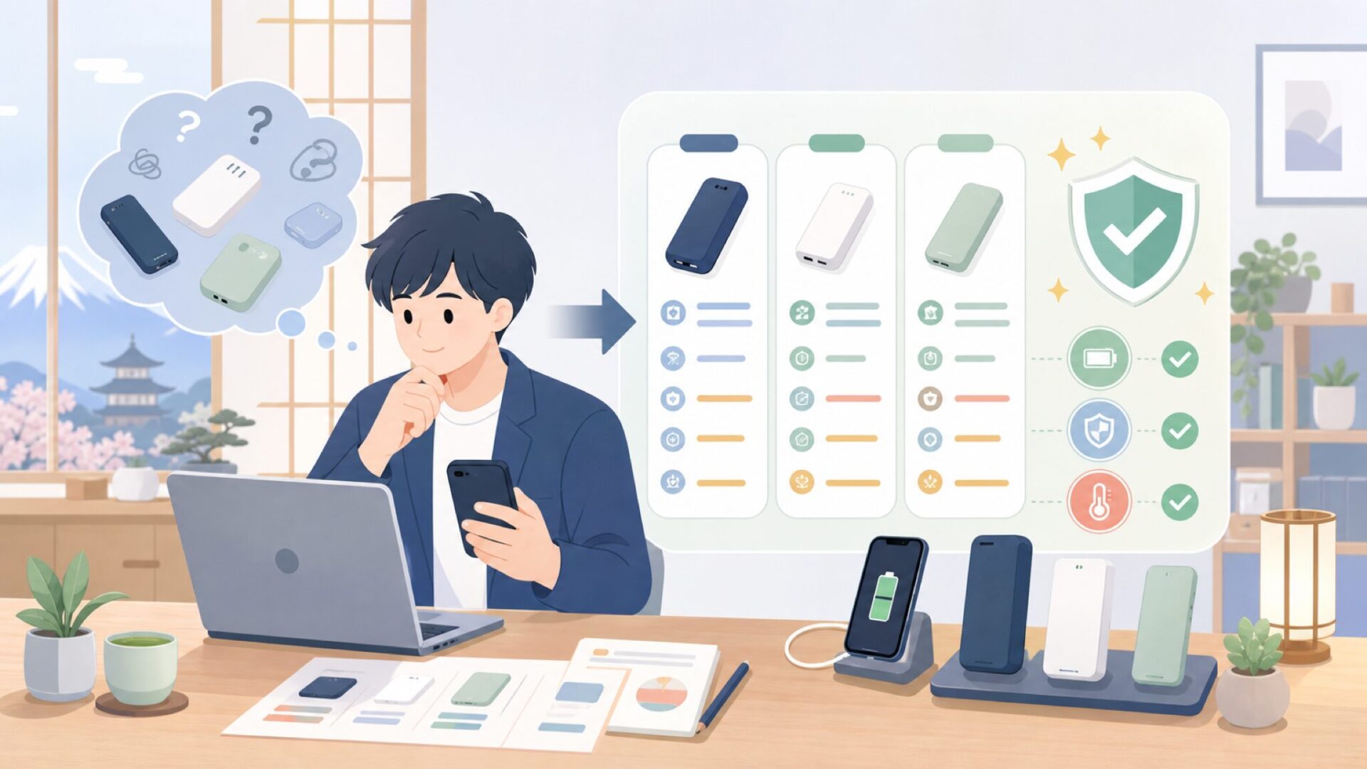 ZOLO主力モバイルバッテリーのスペックと実力を表すイラスト