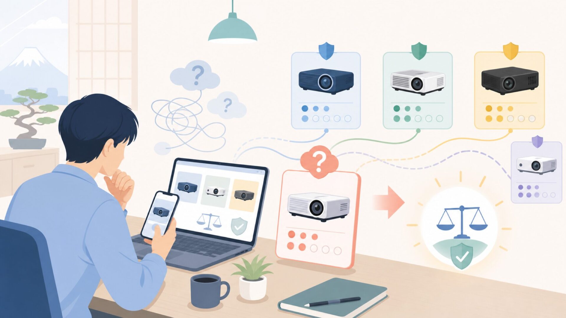 Anker・XGIMI・VANKYOと比べたAurzenの立ち位置を表すイラスト
