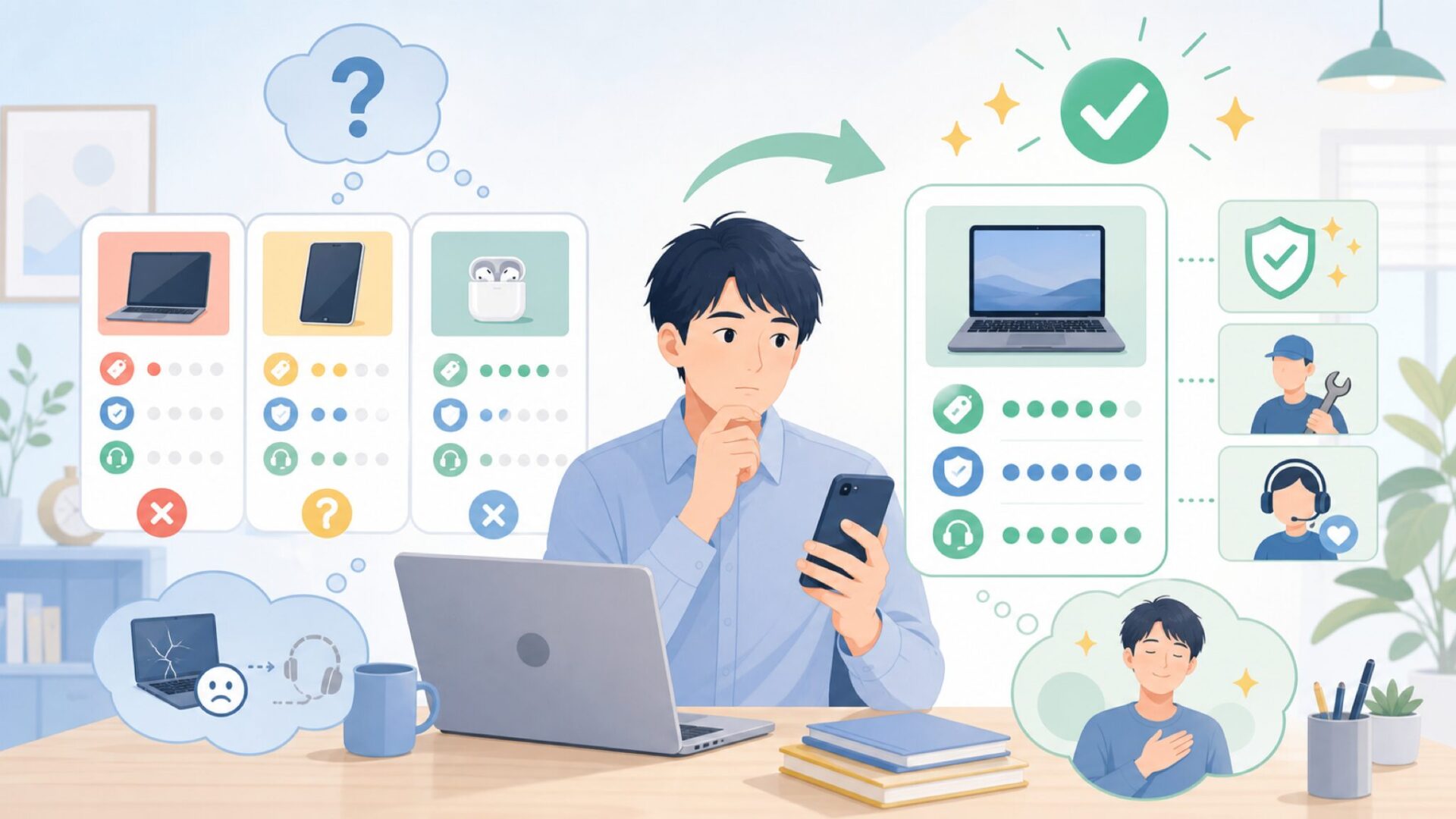 中国ブランドのYOTONは故障・保証・サポートで許容できる?を表すイラスト