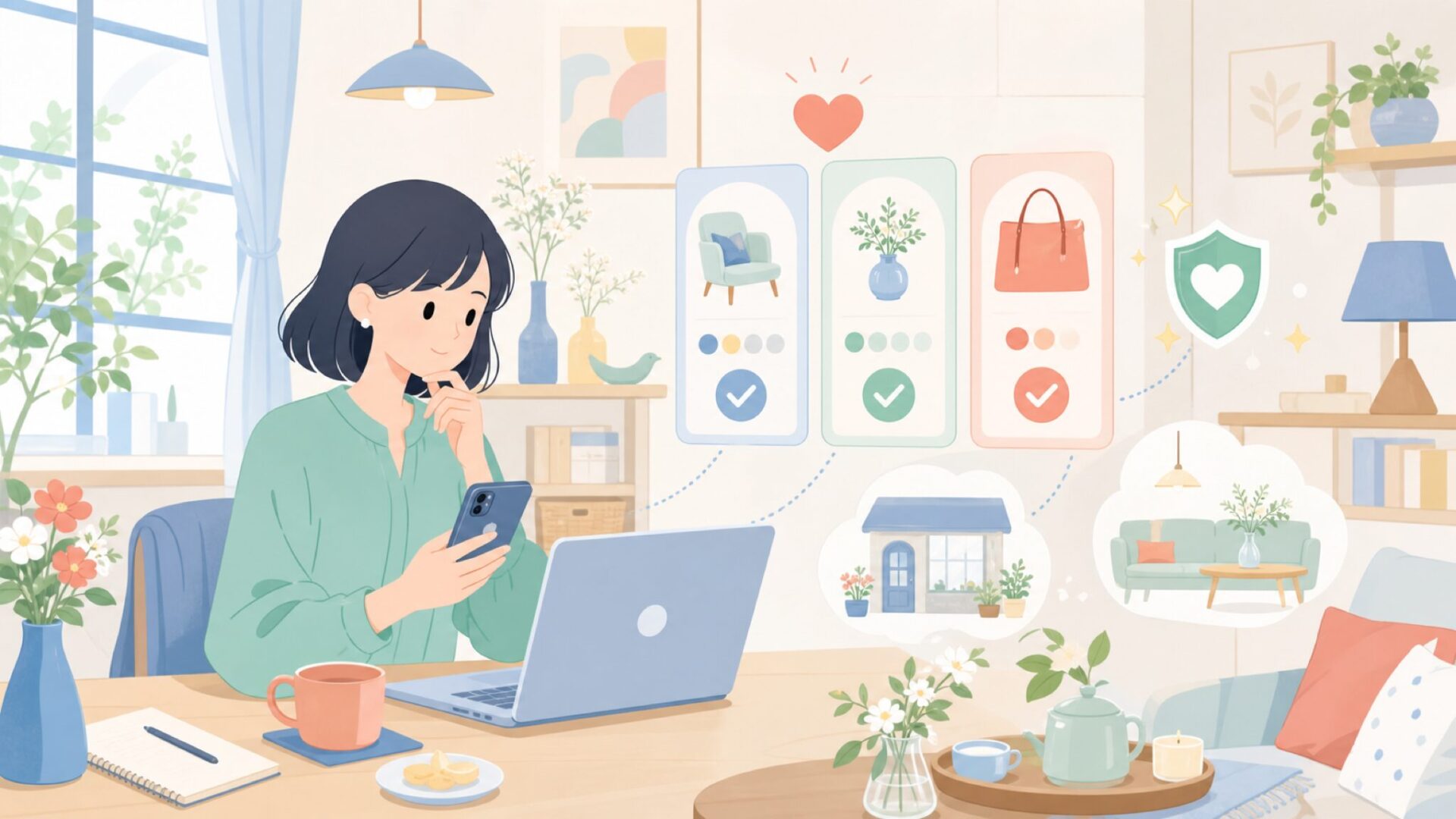 Le sourireを冠した商品・空間の特徴と選ばれる理由を表すイラスト