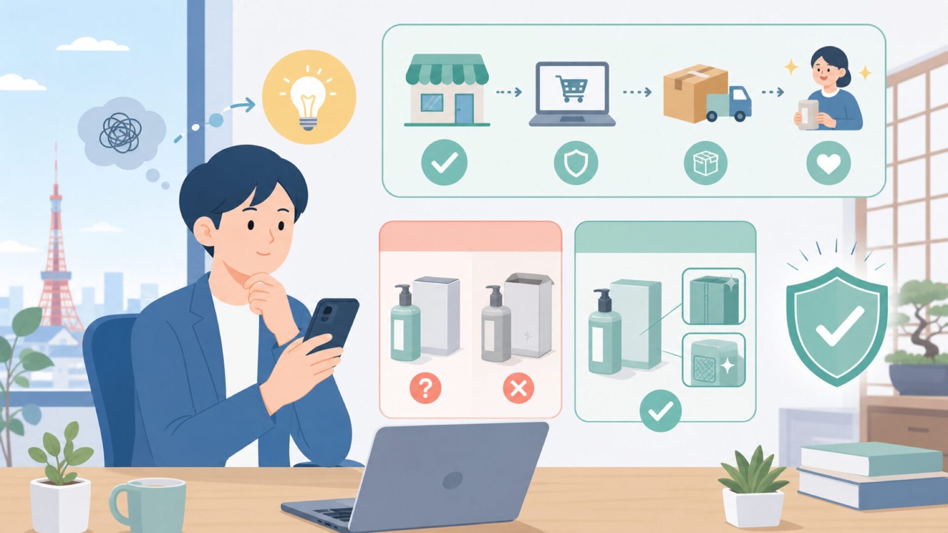 MEILANは日本で買える？入手方法と正規品の見分け方を表すイラスト