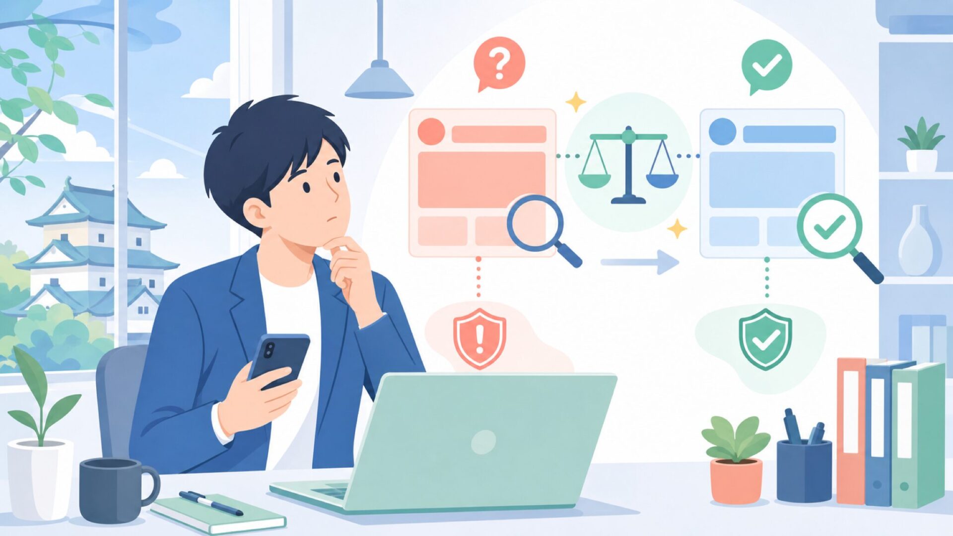 Kuulaaの評判・口コミは信用できる？サクラ評価の見抜き方を表すイラスト