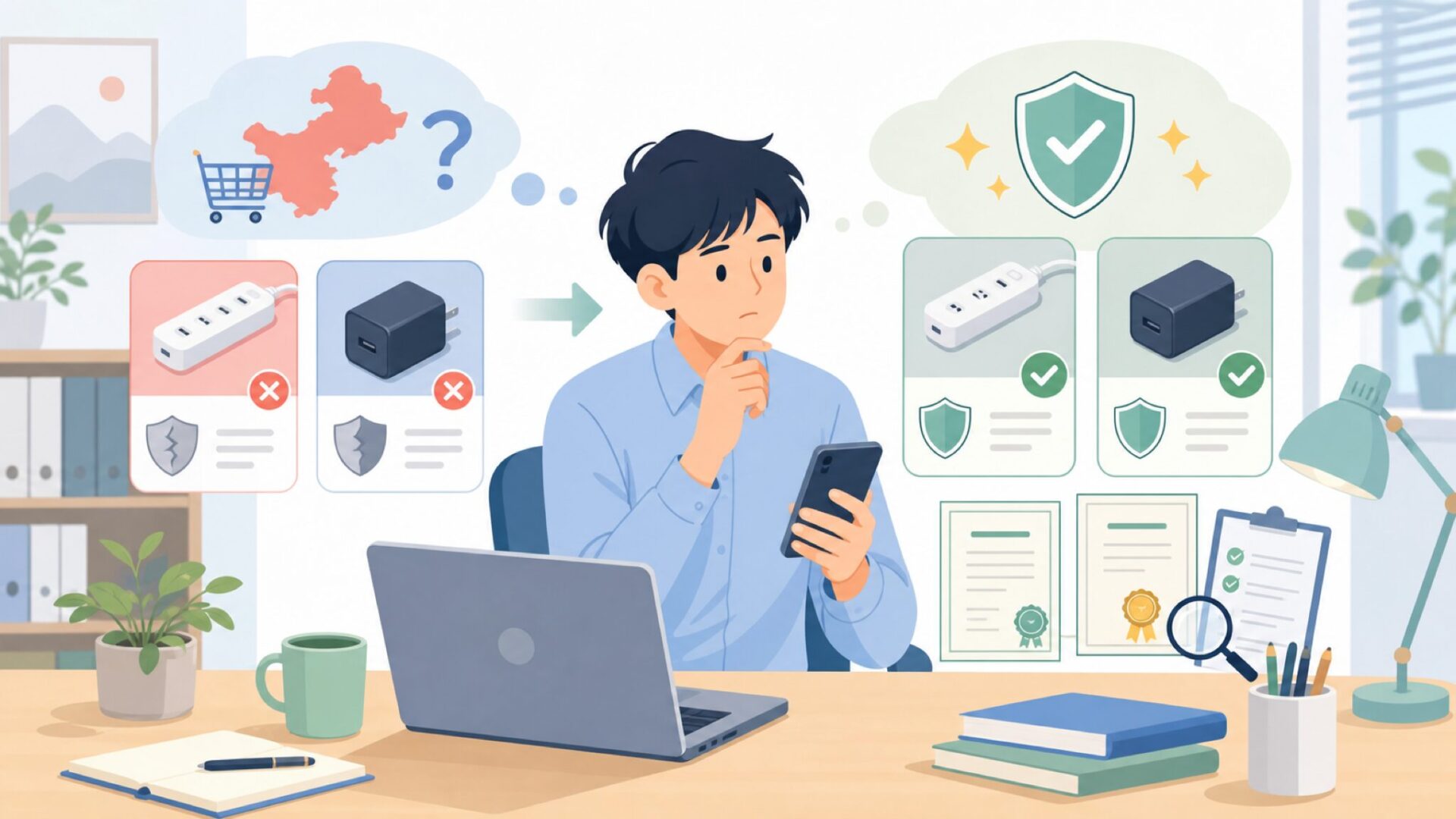 中国製＝危険ではない｜PSE認証と安全性の見極め方を表すイラスト