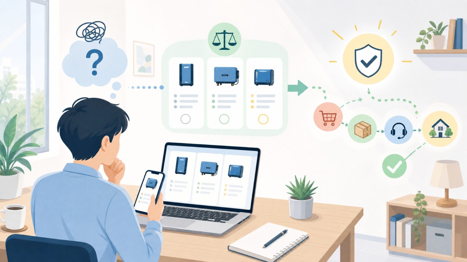 日本でVictron Energyを手に入れる方法を表すイラスト